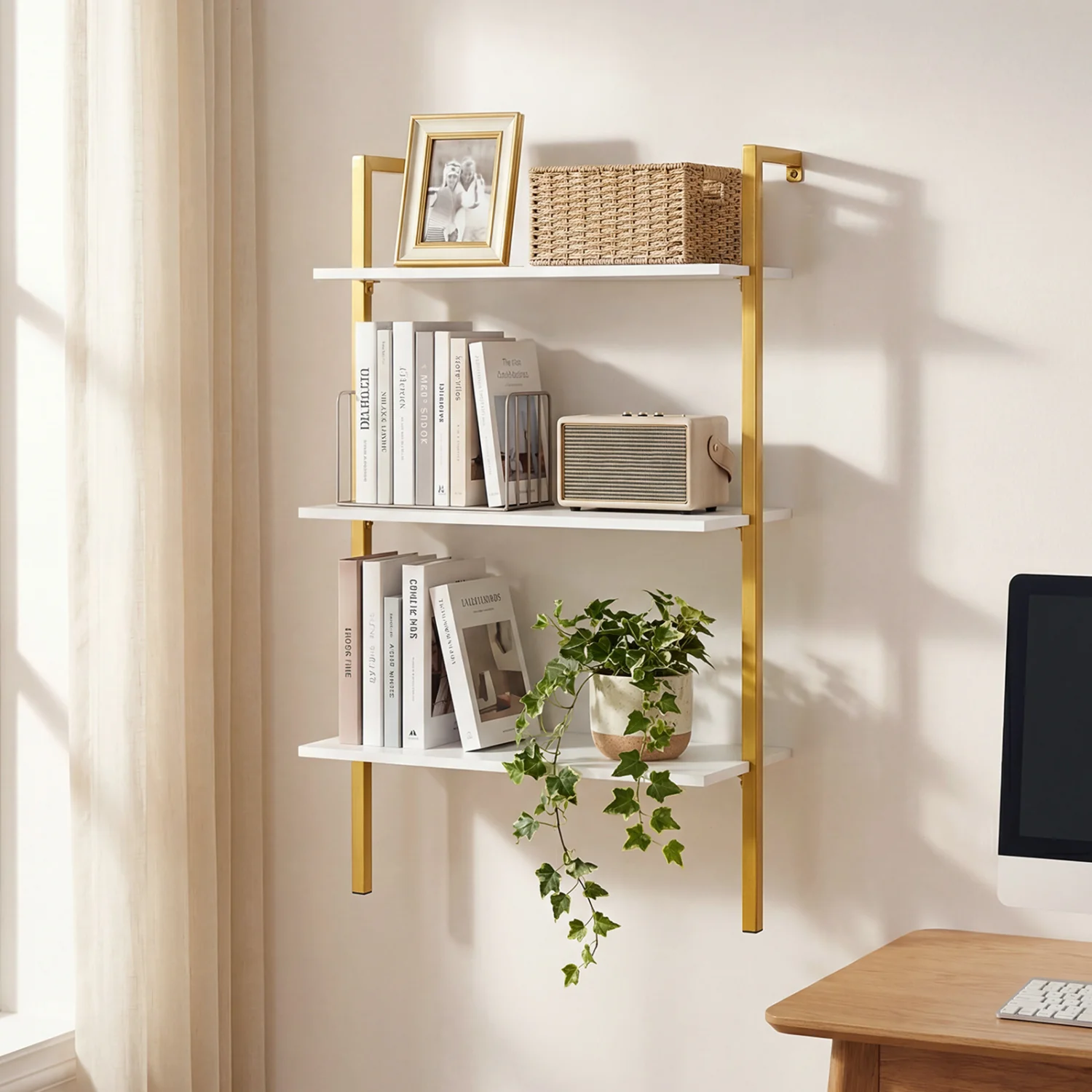 3-Tier Wall Mounted Wooden Floating Shelves - Image 7