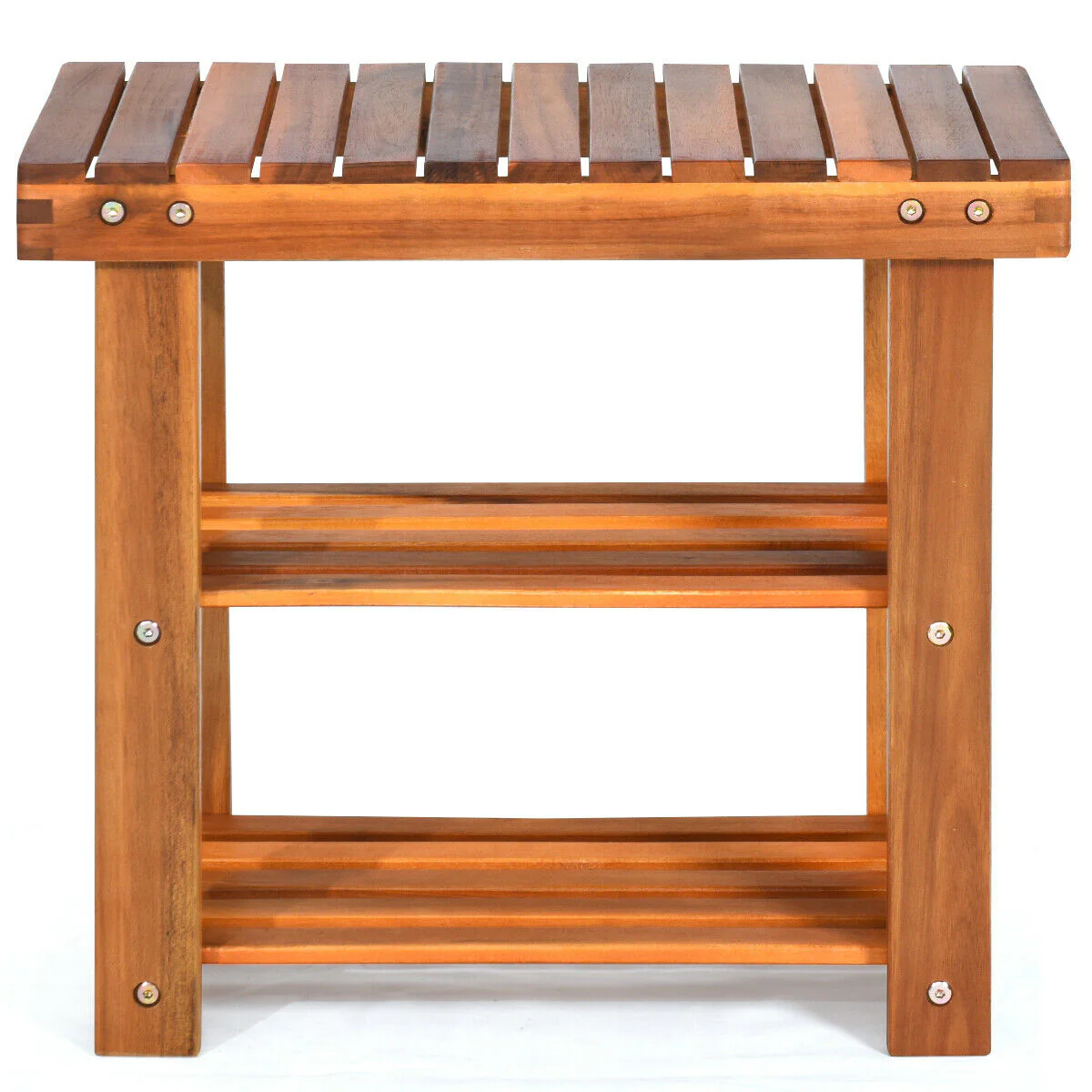 3-Tier Wood Shoe Bench Boots Organizer, Natural - Image 3
