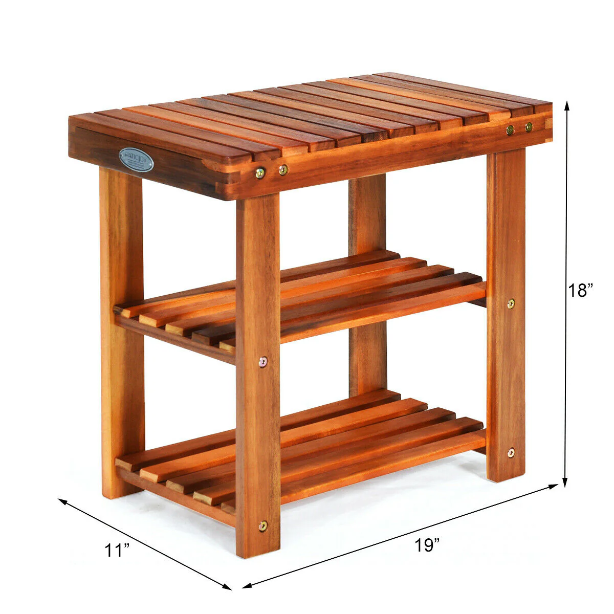 3-Tier Wood Shoe Bench Boots Organizer, Natural - Image 6