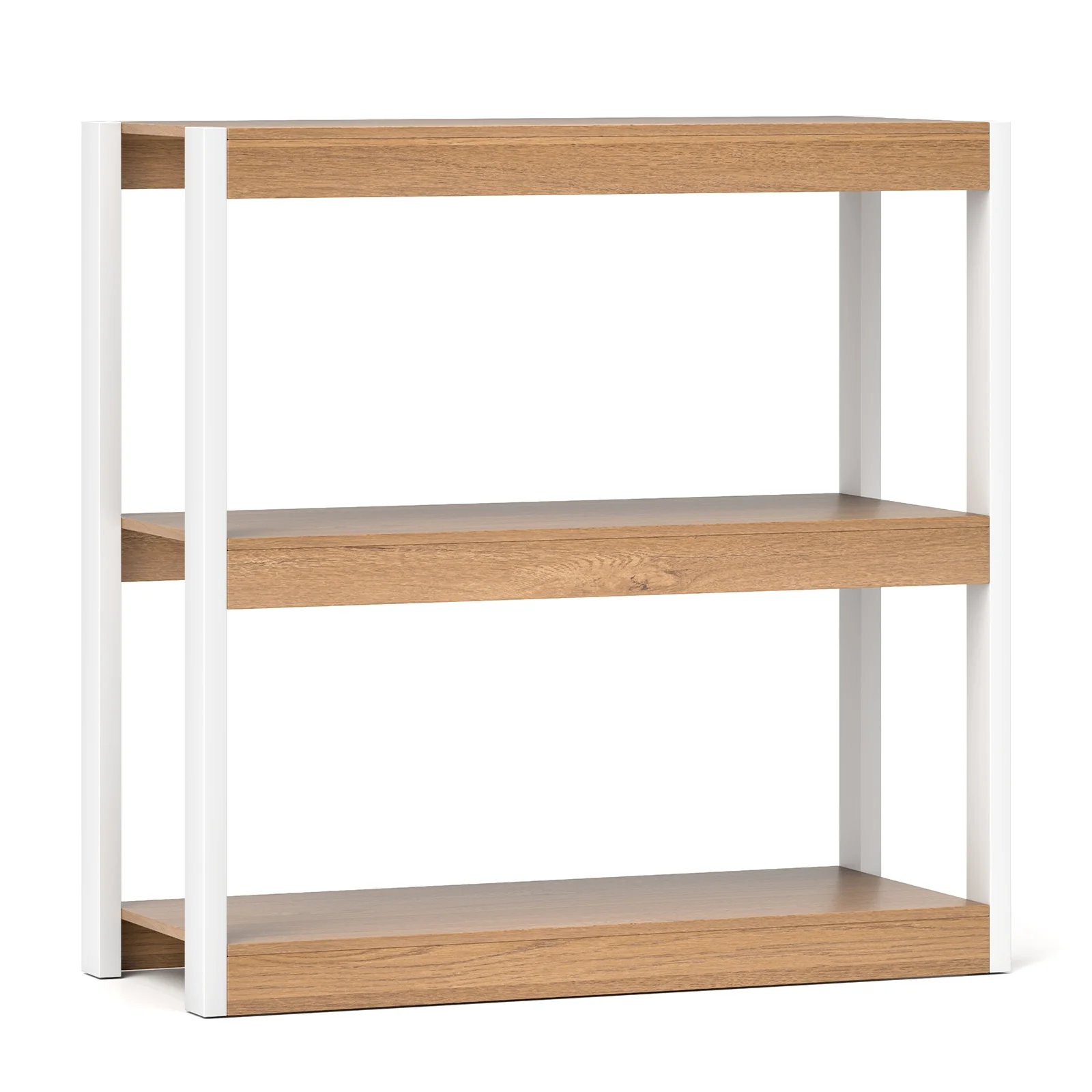 3 Tier Wooden Bookshelf, Dual Anti-Tipping Kits, Natural - Image 5