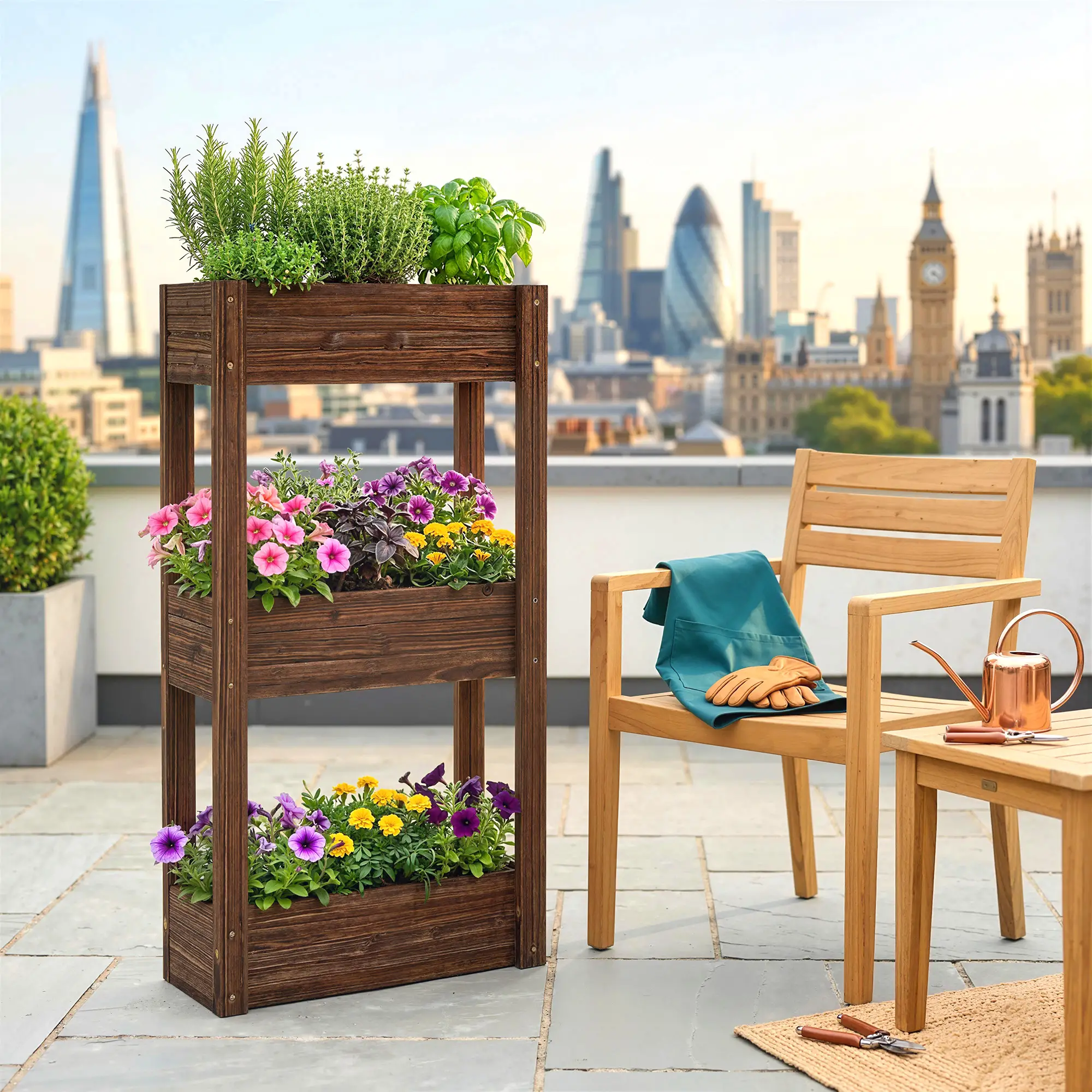 3-Tier Wooden Raised Garden Bed, 23.6" x 9.8" x 47.2", Elevated Planter Box - Image 10