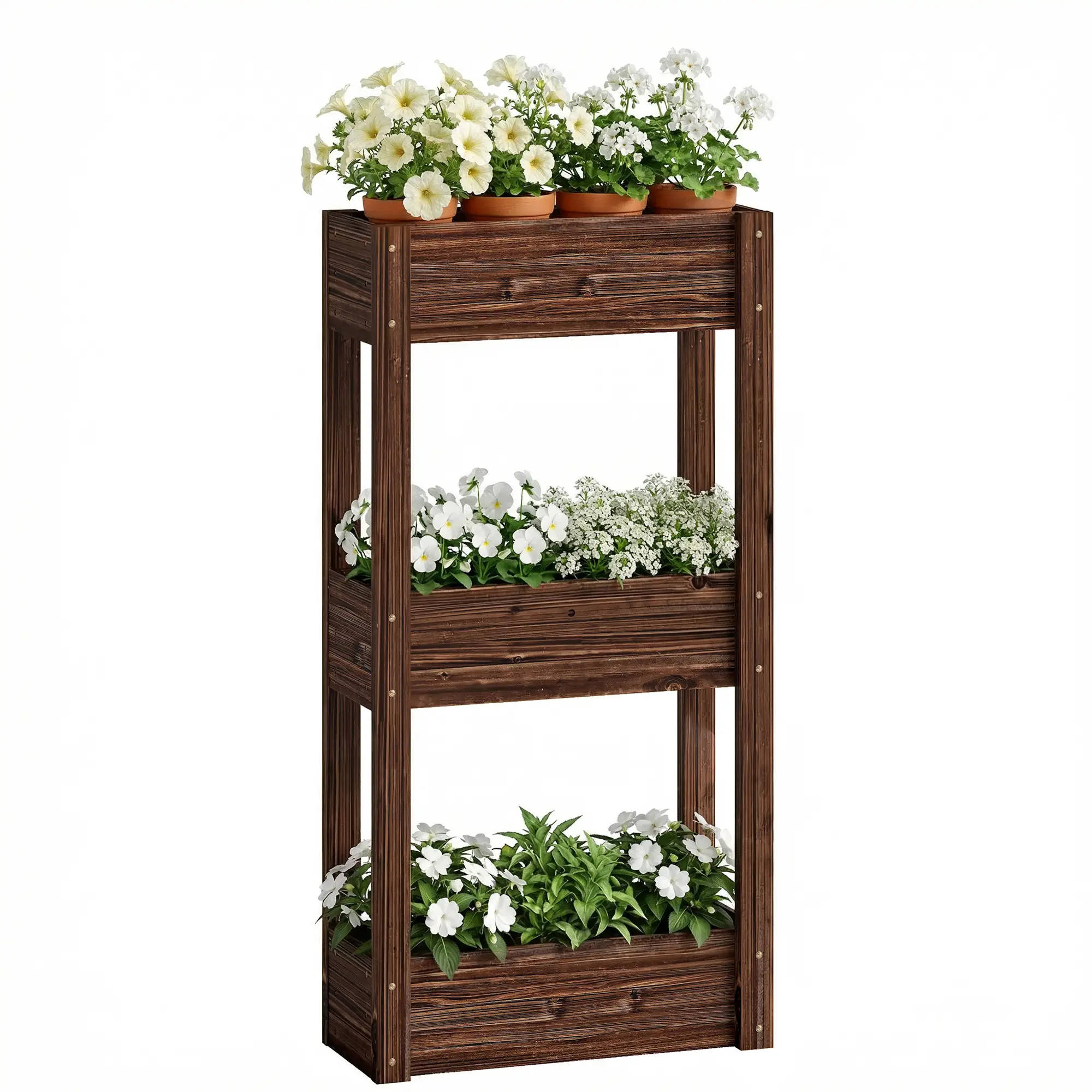 3-Tier Wooden Raised Garden Bed, 23.6" x 9.8" x 47.2", Elevated Planter Box - Image 11