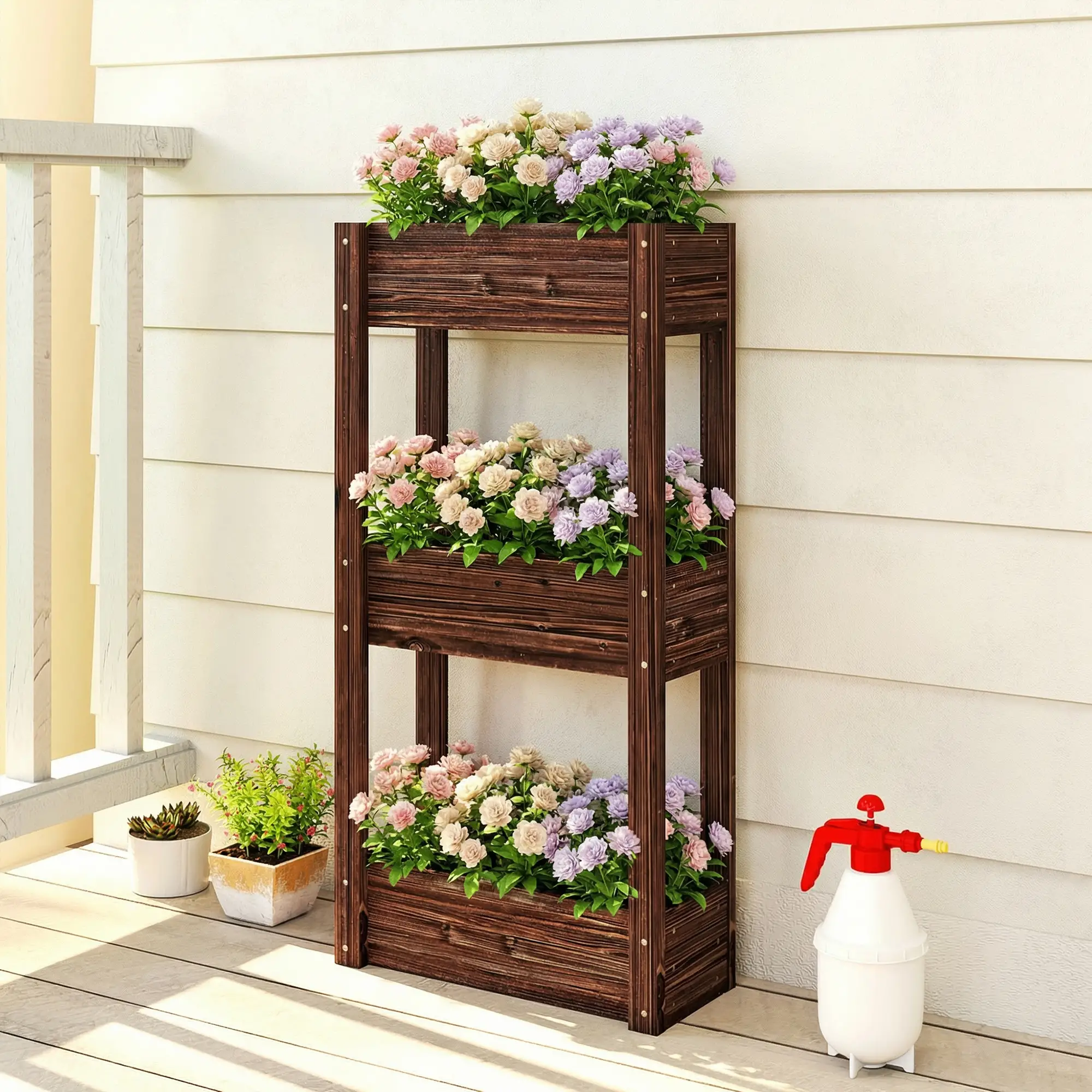 3-Tier Wooden Raised Garden Bed, 23.6" x 9.8" x 47.2", Elevated Planter Box - Image 8