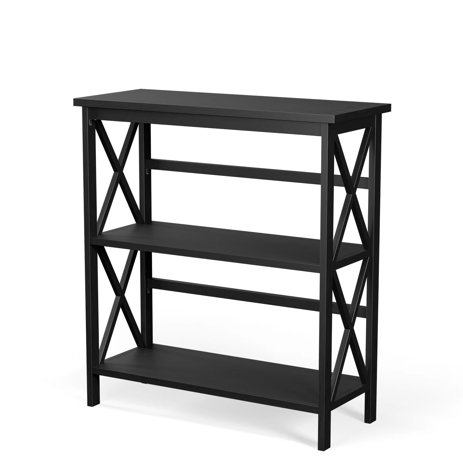 3-Tier Wooden Storage Shelf, Black