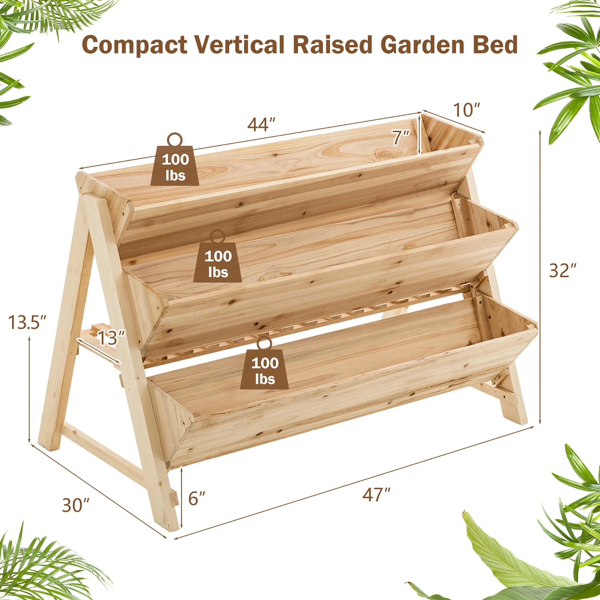 3 Tier Wooden Vertical Raised Garden Bed, Natural - Image 6