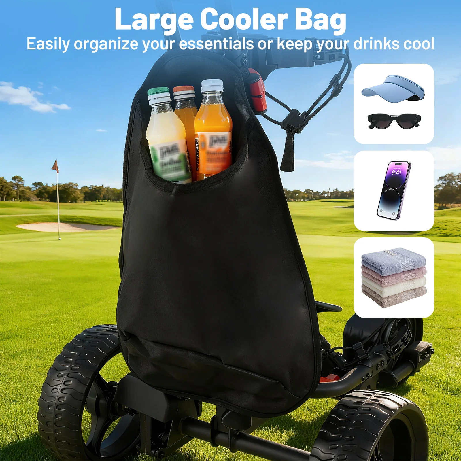 3 Wheel Golf Bag Cart with Adjustable Handle and 9 Speed Settings - Image 9