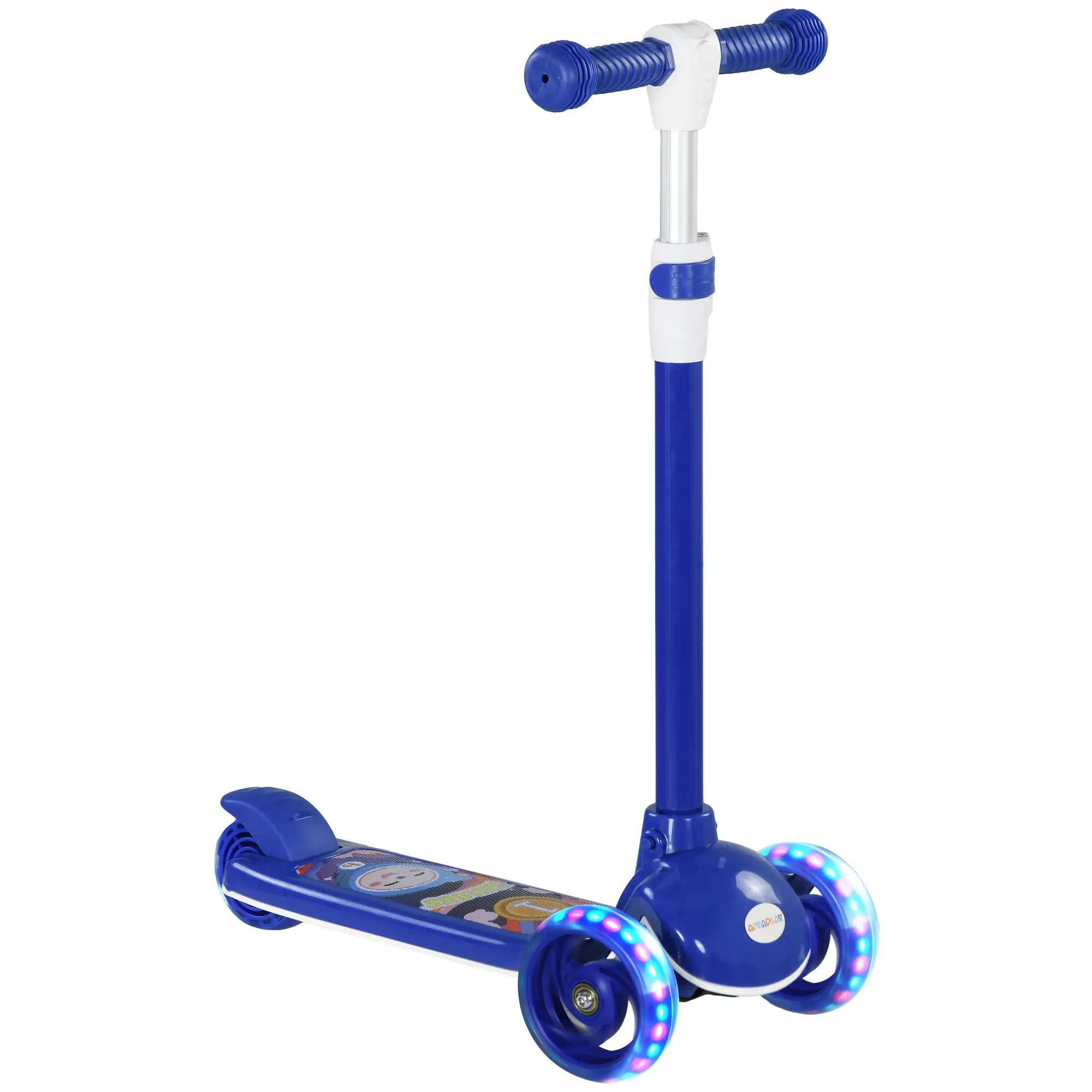 3 Wheel Kids Scooter, Adjustable Height, Rear-Fender Brake, LED Light, TPE Handlebar, Blue - Image 10