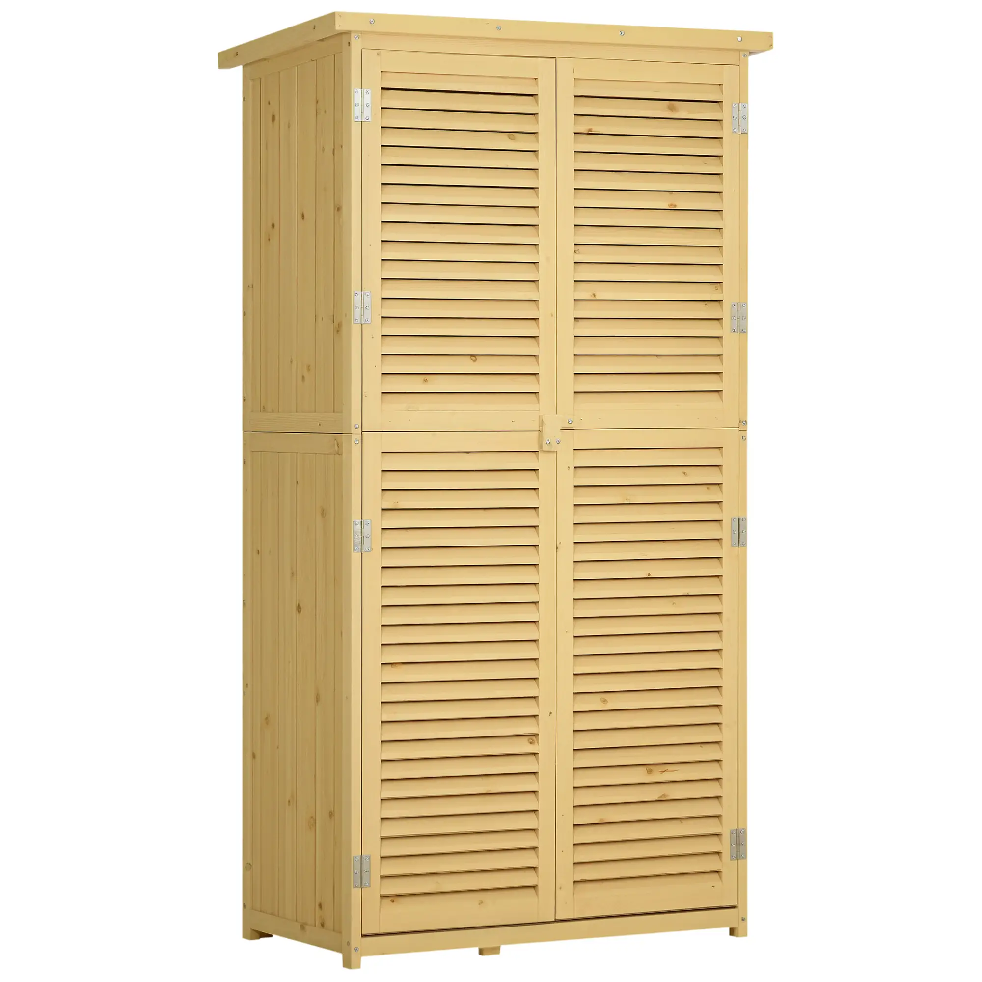 3' x 5' Wooden Garden Storage Shed, Asphalt Roof, 2 Large Doors, Natural