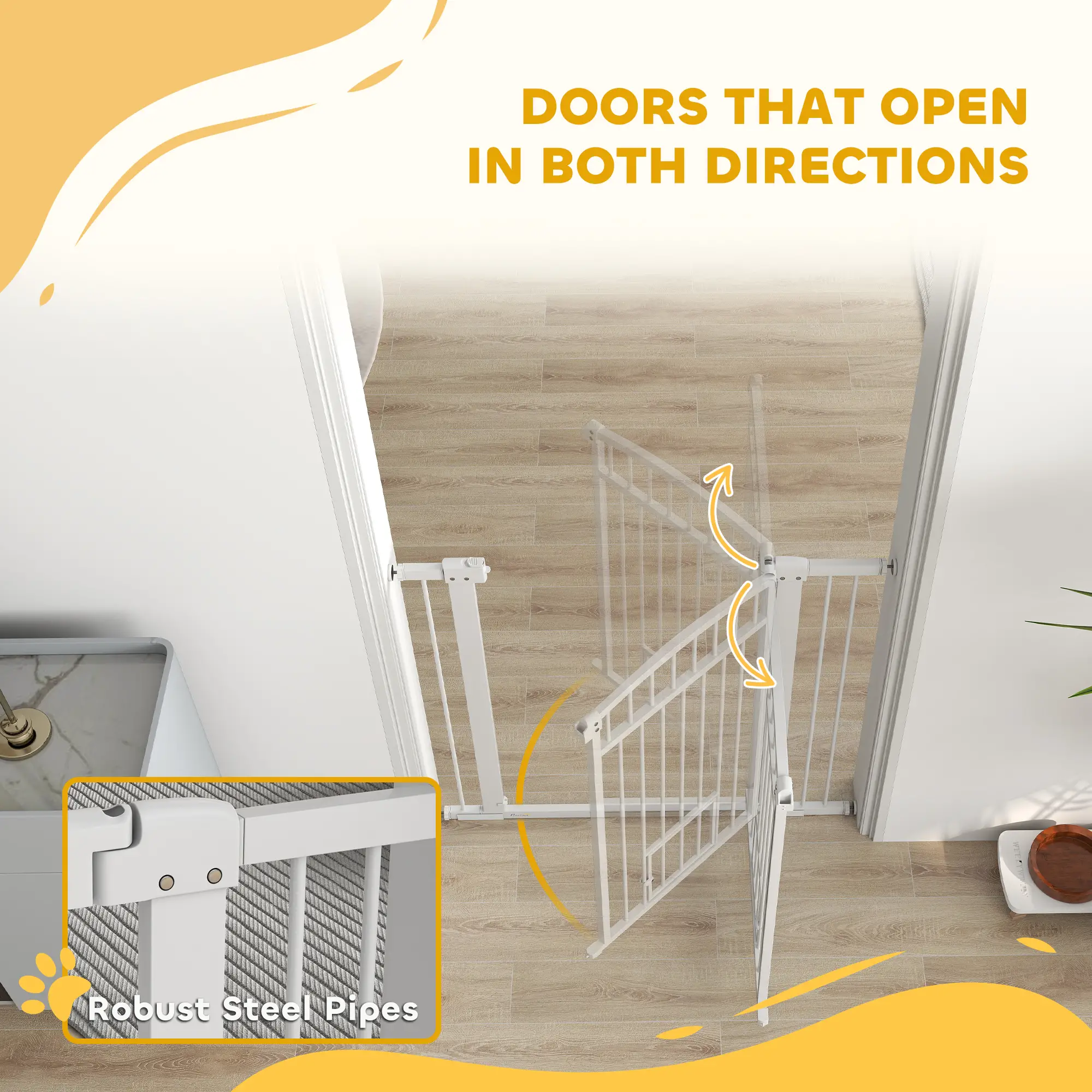 30-41 Inch Extra Wide Pet Gate, 37 Inch H, Small Door, Extension Kit - Image 9
