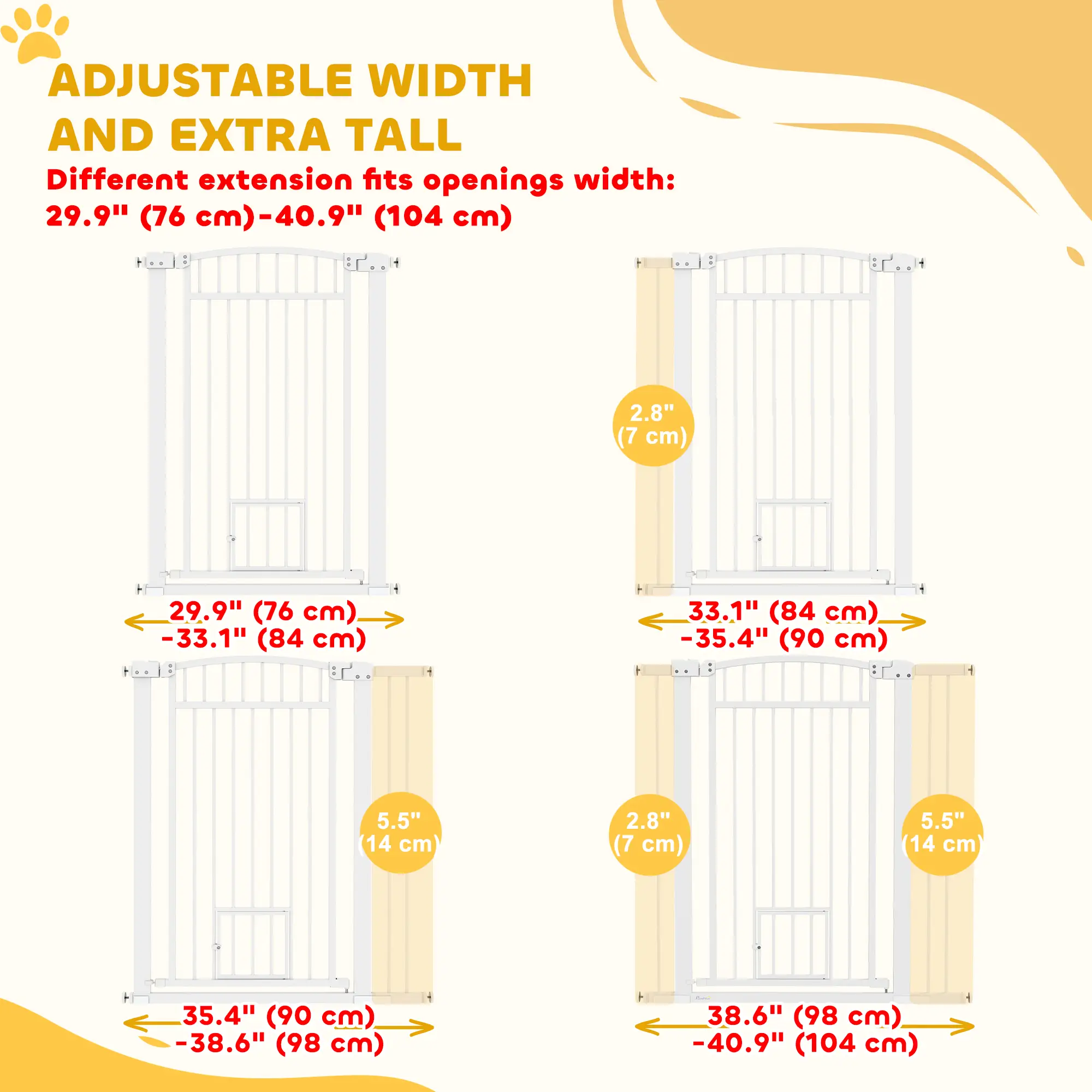 30-41 Inch Extra Wide Pet Gate, Small Door, 42 Inch H, Extension Kit - Image 4
