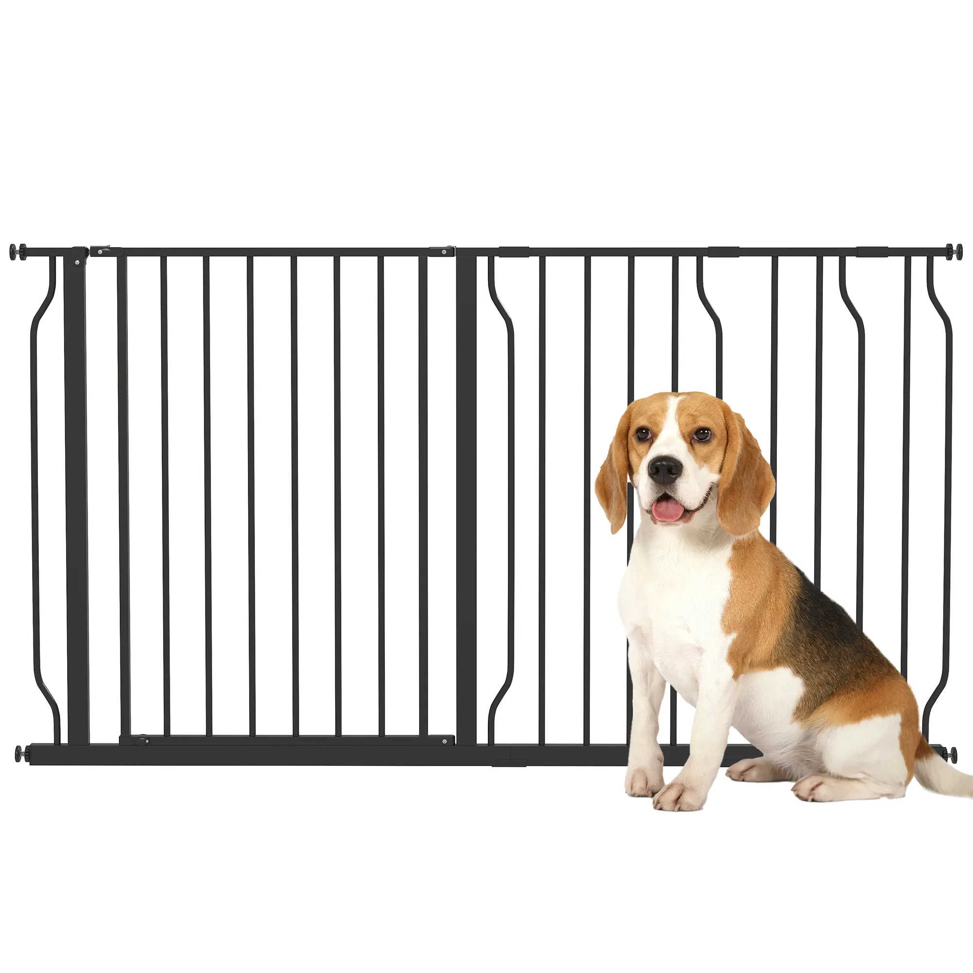 30"-57" Easy Install Pet Gate With Door, Double Lock, Extra Wide, Black