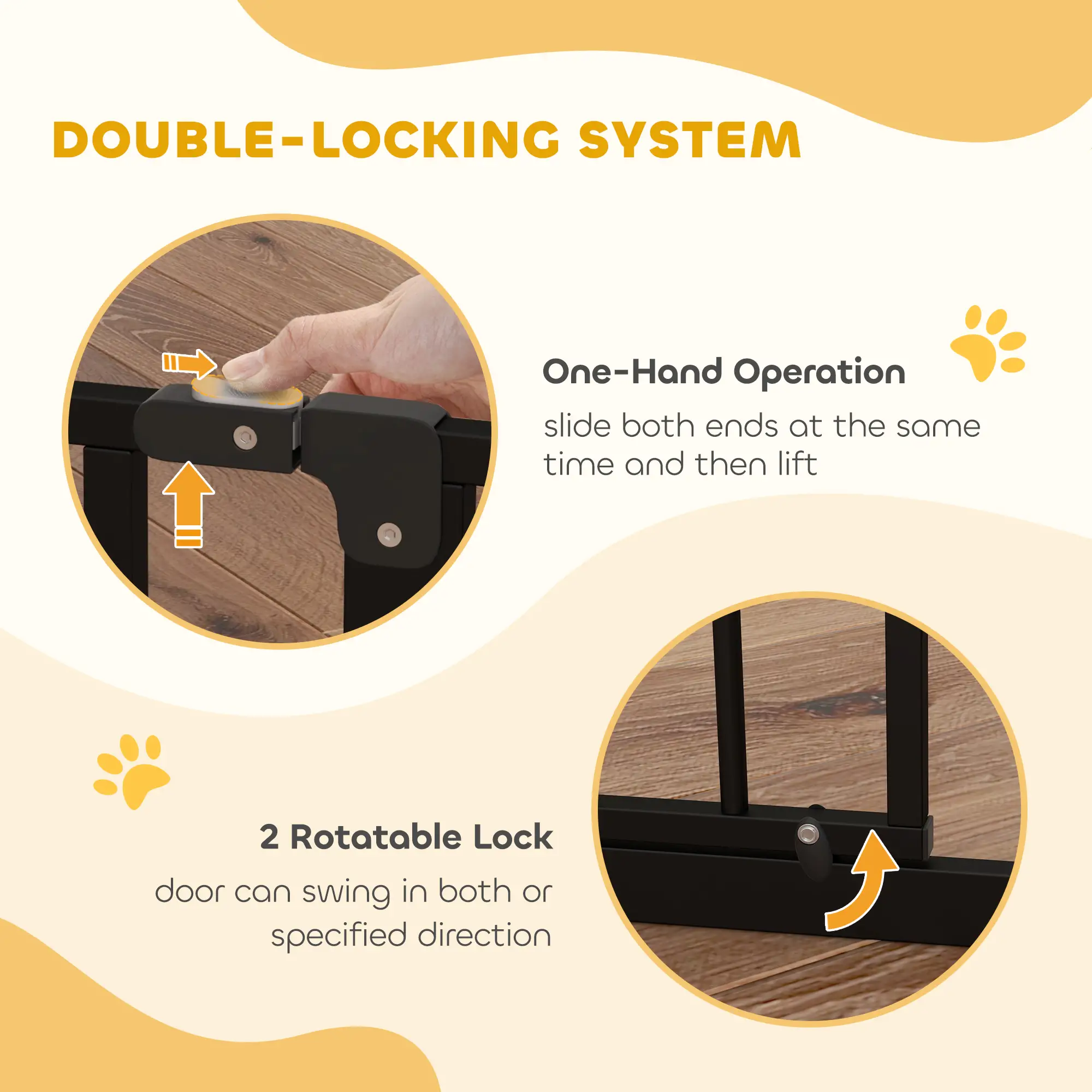 30"-57" Easy Install Pet Gate With Door, Double Lock, Extra Wide, Black - Image 5