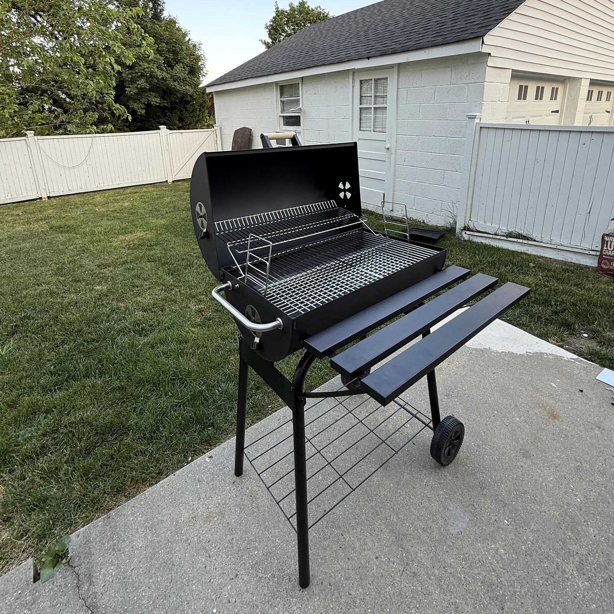 30" Charcoal Barbecue Grill With Wheels, Adjustable Rack, Storage Shelf, Charcoal - Image 10