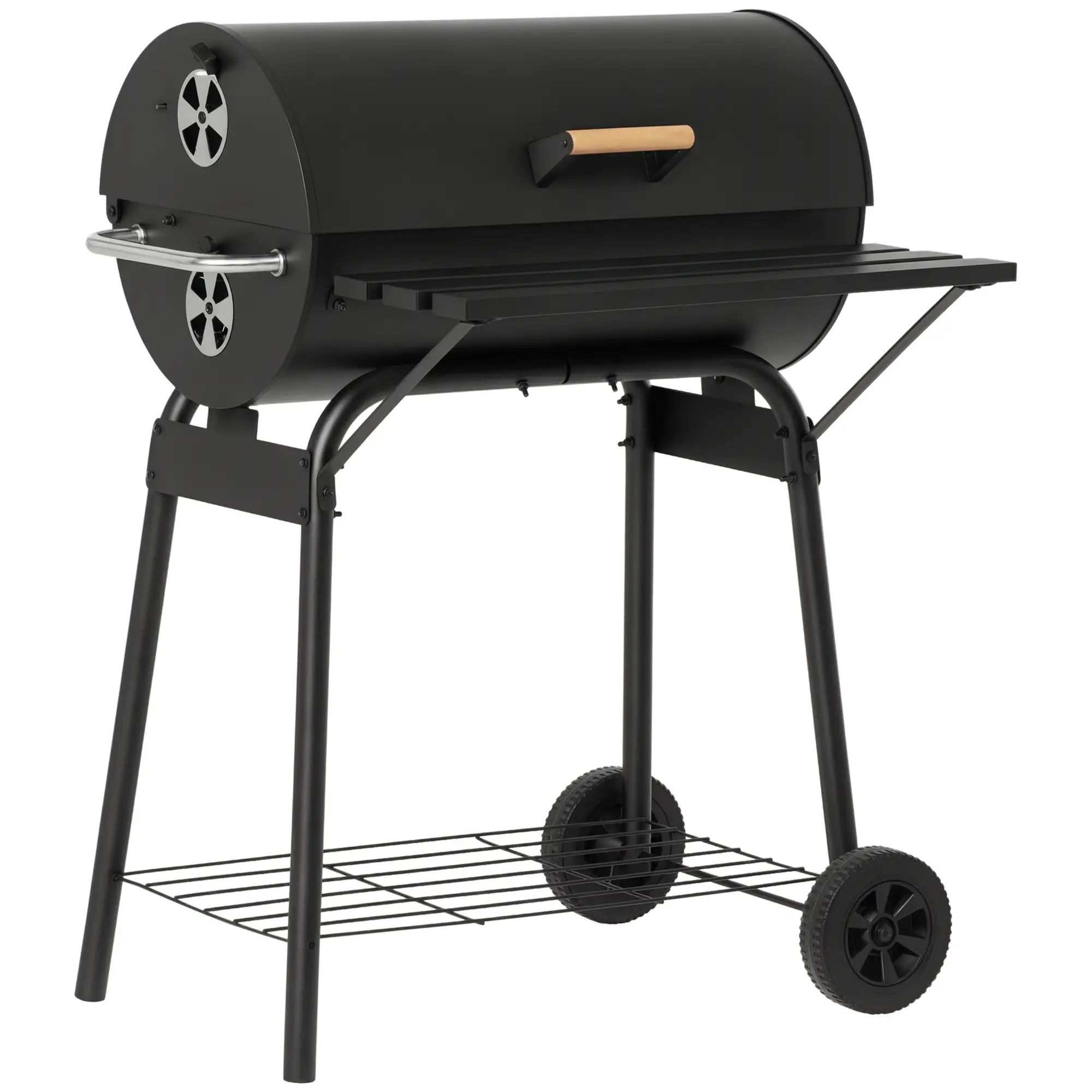 30" Charcoal Barbecue Grill With Wheels, Adjustable Rack, Storage Shelf, Charcoal - Image 11