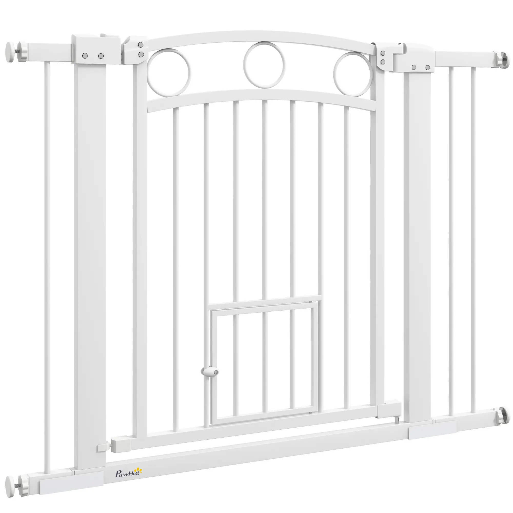 30" Extra Tall Dog Gate With Cat Door, 2 Extension Kits, 30"-41" Width