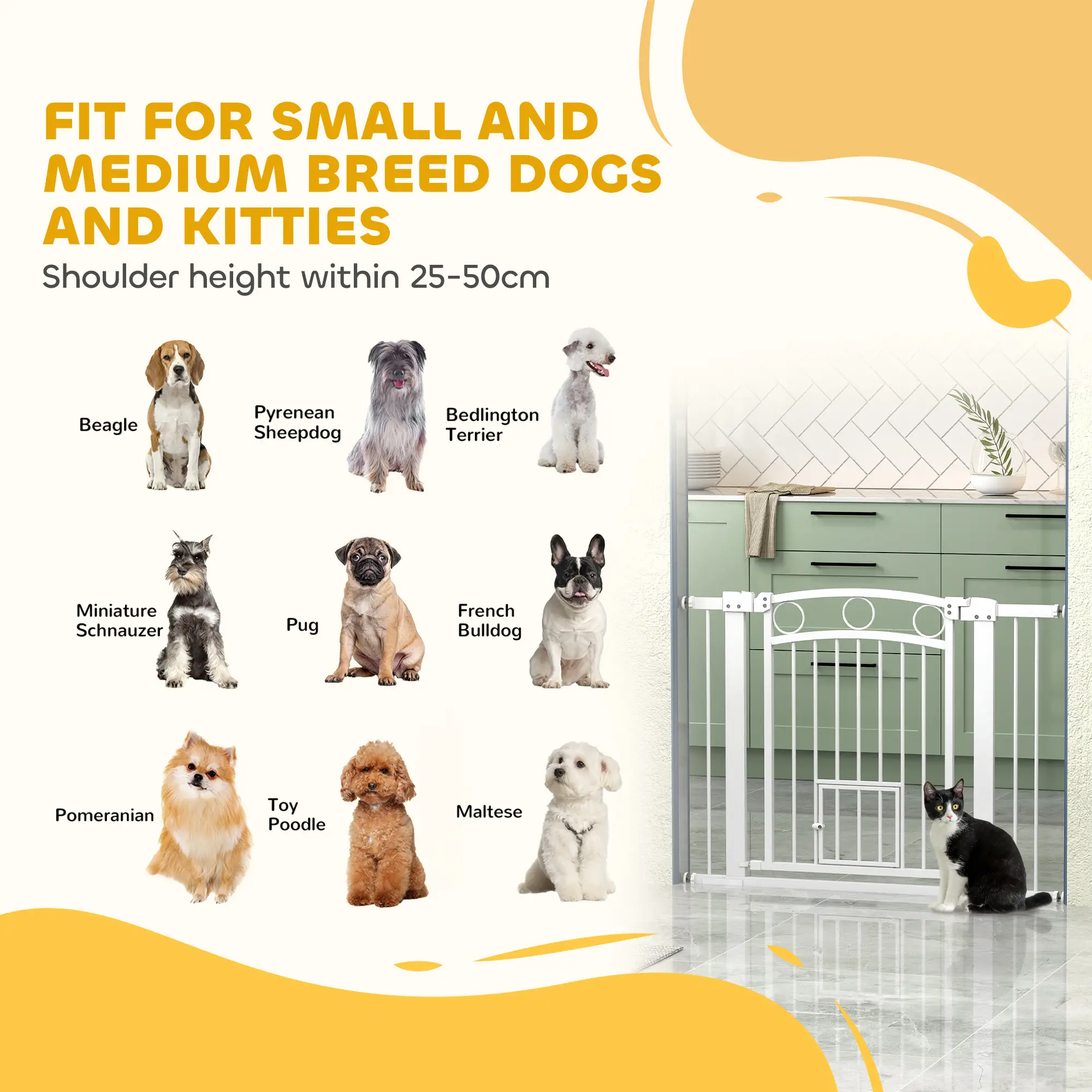 30" Extra Tall Dog Gate With Cat Door, 2 Extension Kits, 30"-41" Width - Image 10