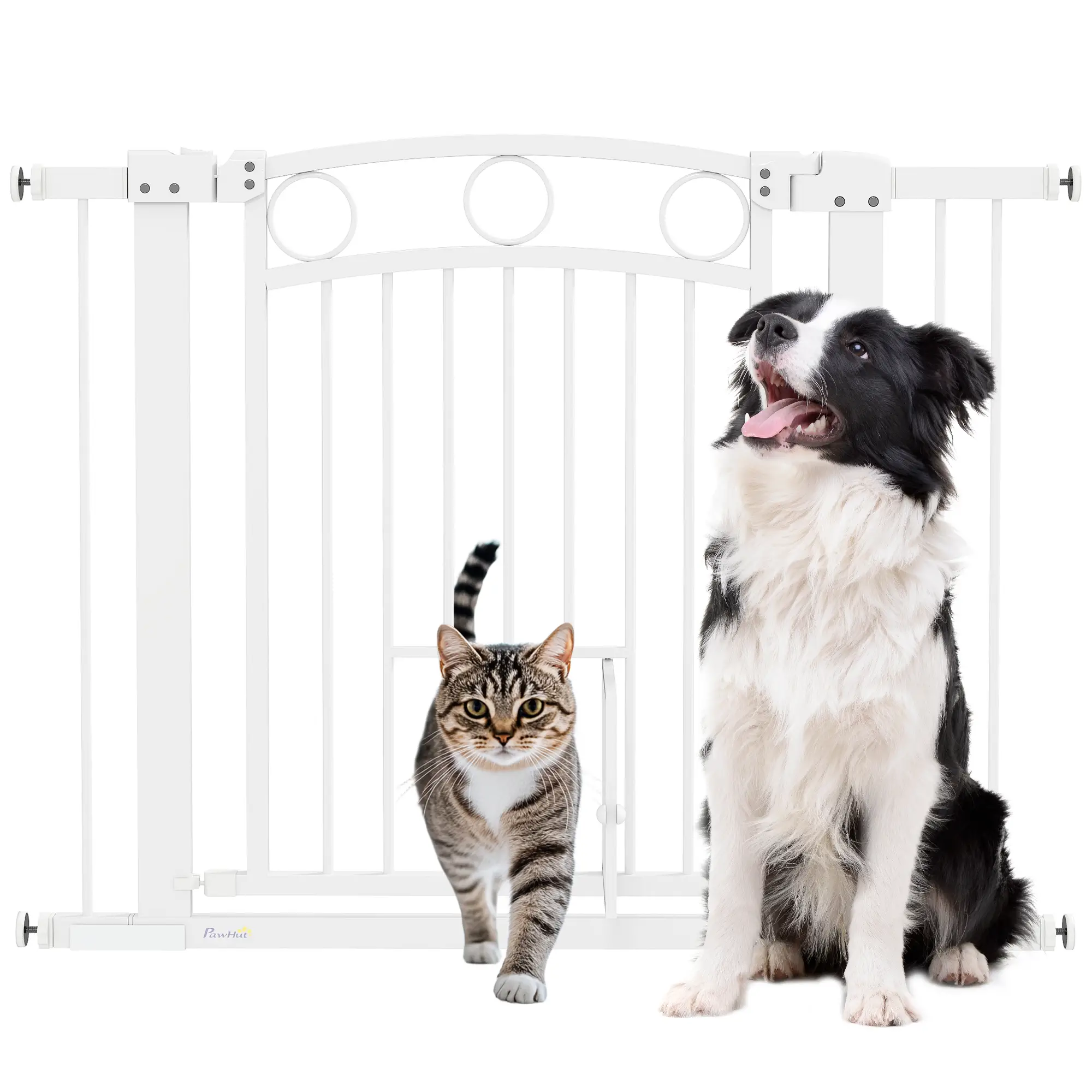 30" Extra Tall Dog Gate With Cat Door, 2 Extension Kits, 30"-41" Width - Image 11