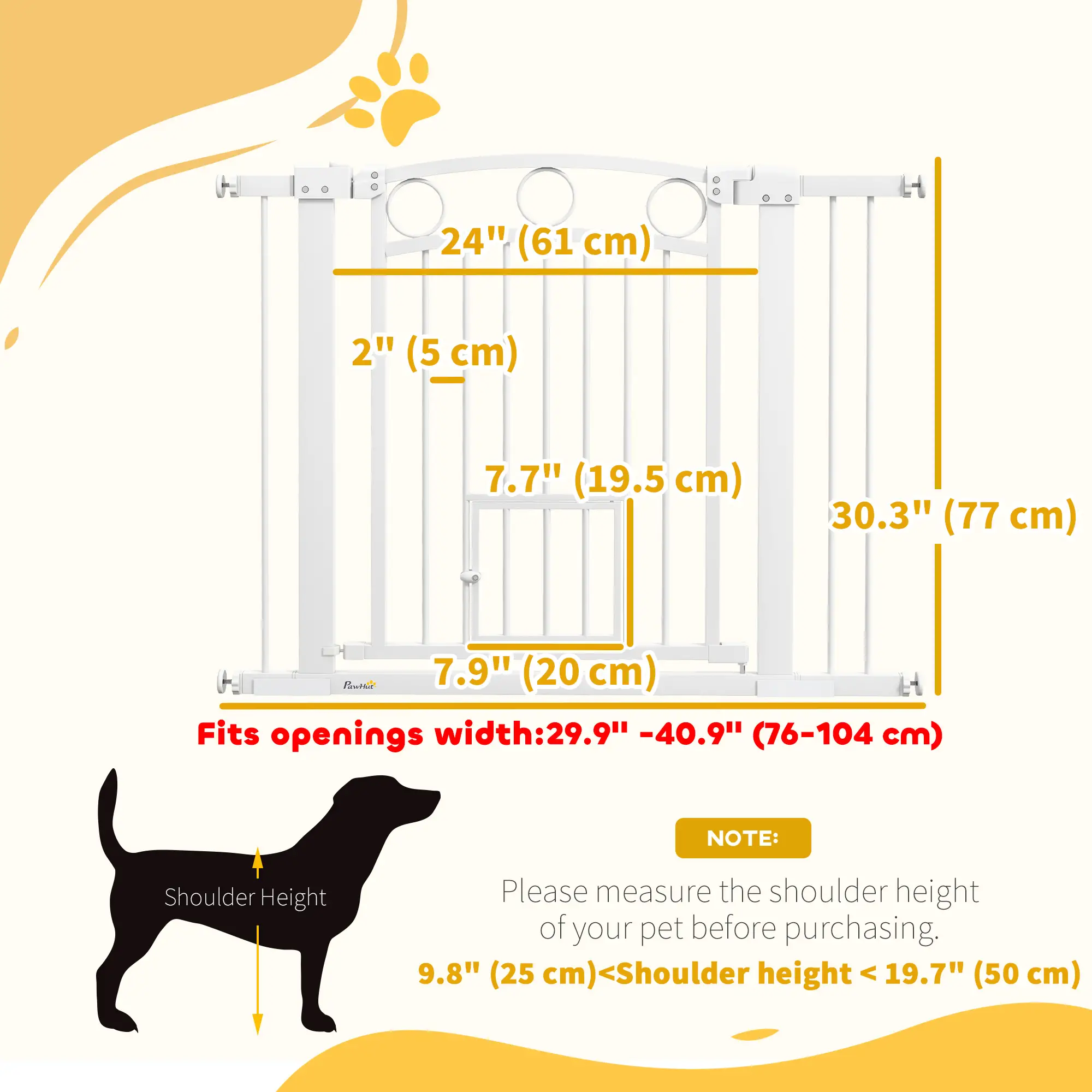 30" Extra Tall Dog Gate With Cat Door, 2 Extension Kits, 30"-41" Width - Image 3