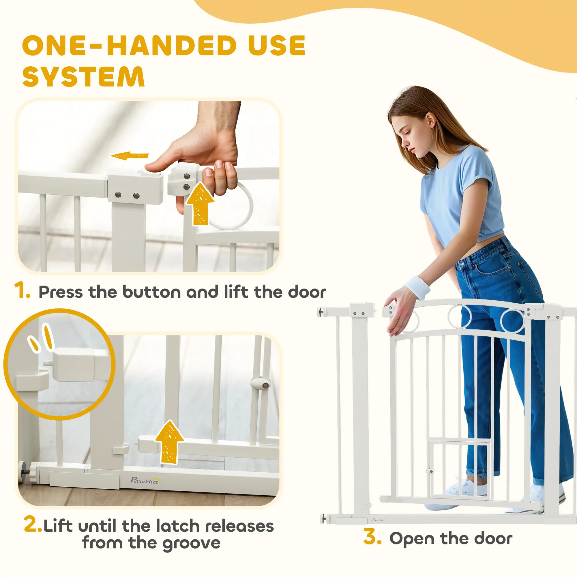 30" Extra Tall Dog Gate With Cat Door, 2 Extension Kits, 30"-41" Width - Image 6