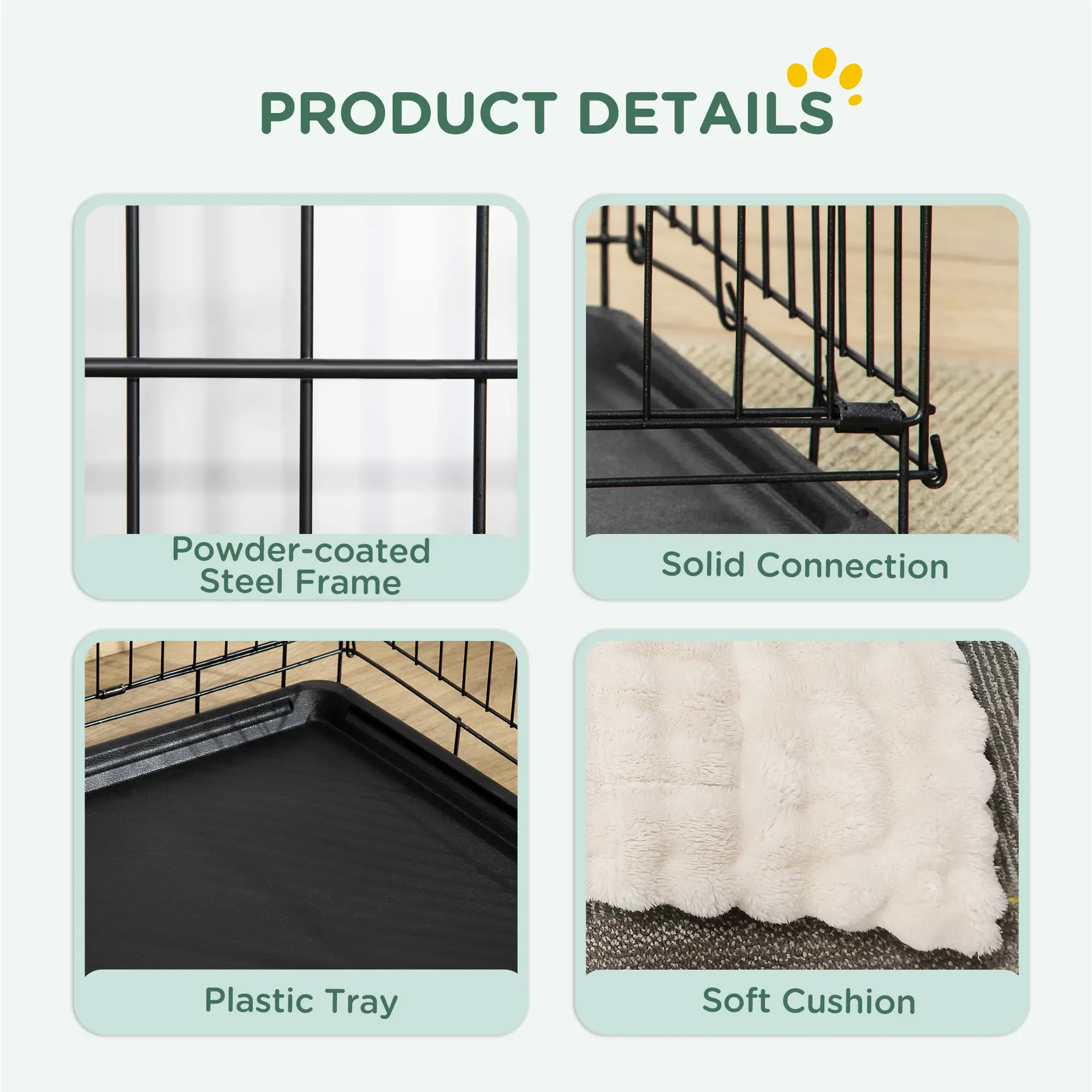 30" Folding Metal Dog Crate, 2 Doors, Removable Tray, Black - Image 4