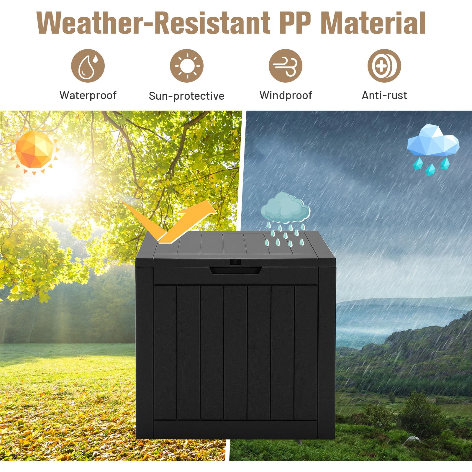 30 Gallon Deck Box, Storage Seating Container, Black - Image 10