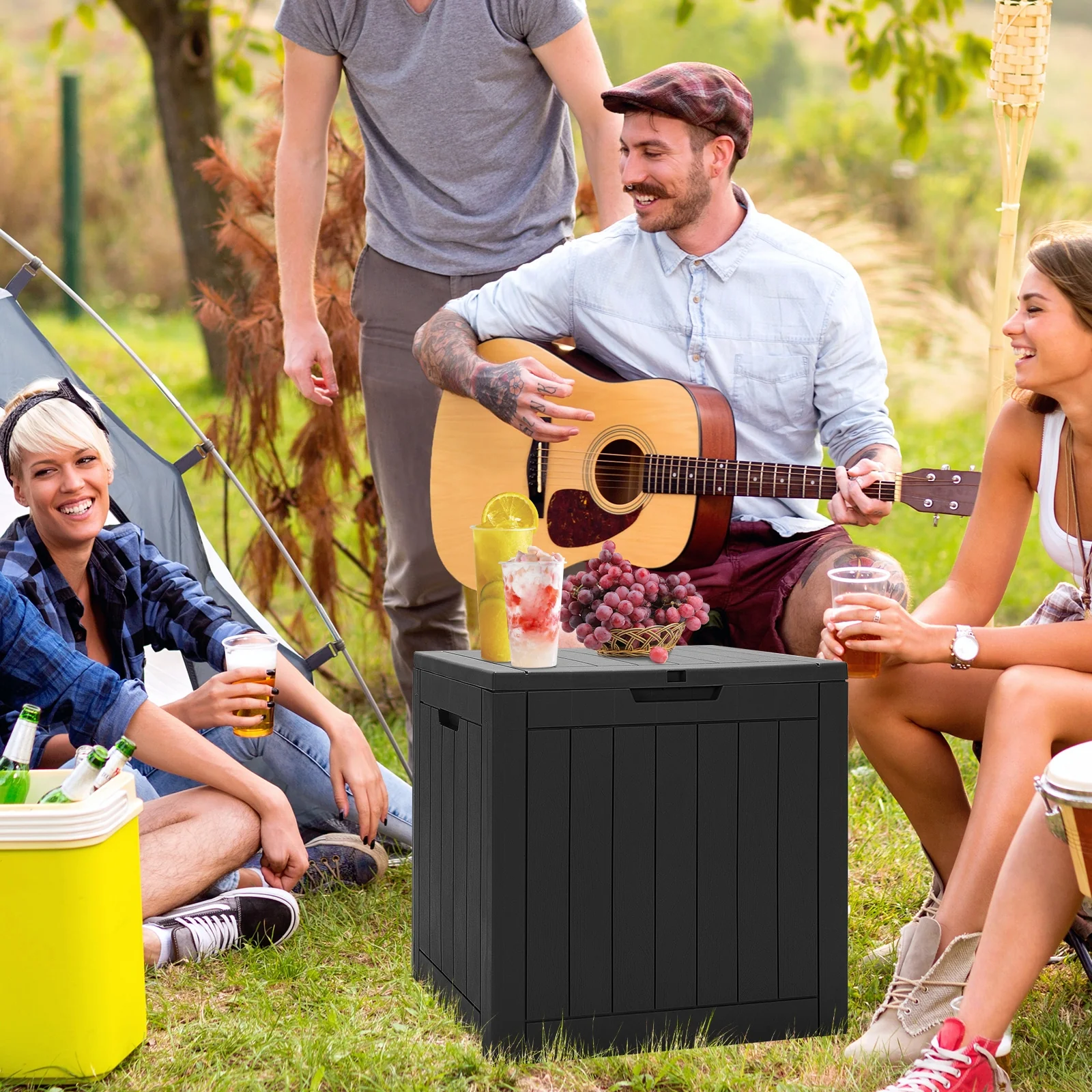 30 Gallon Deck Box, Storage Seating Container, Black - Image 3