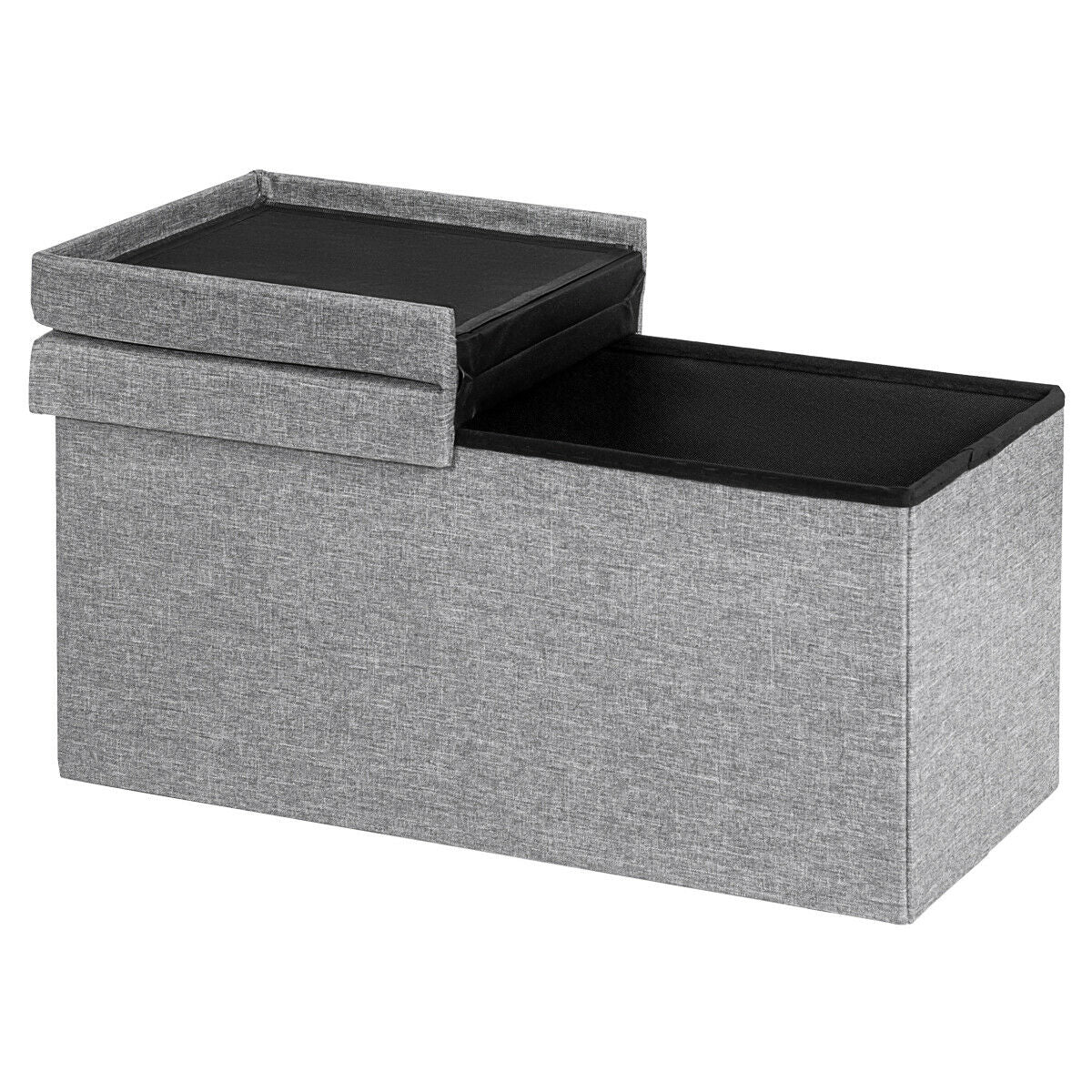 30 Inch Folding Storage Ottoman, Lift Top, Light Gray - Image 10