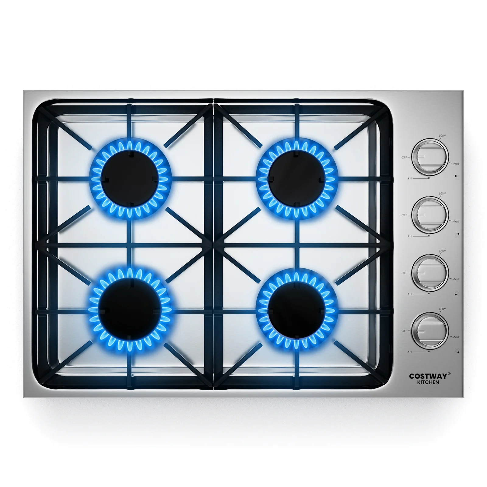 30 Inch Gas Cooktop, 4 Burners, Silver - Image 4