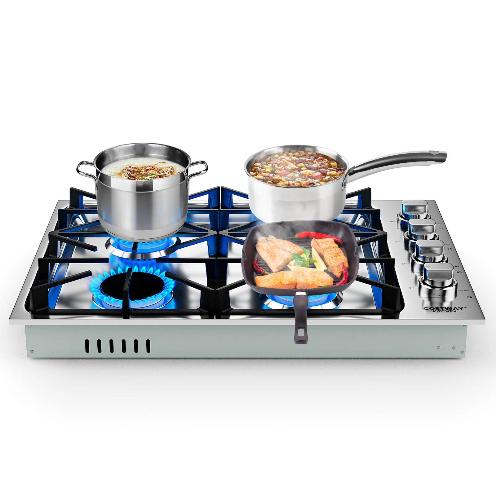30 Inch Gas Cooktop, 4 Burners, Silver - Image 5