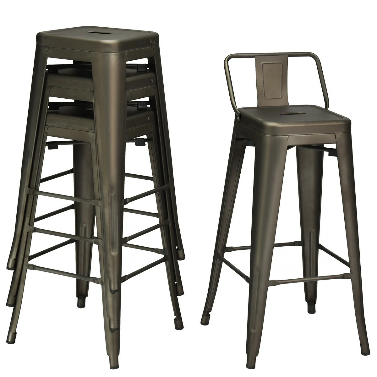 30 Inch Metal Counter Height Barstools, Set of 4, Dark Brown - Image 10