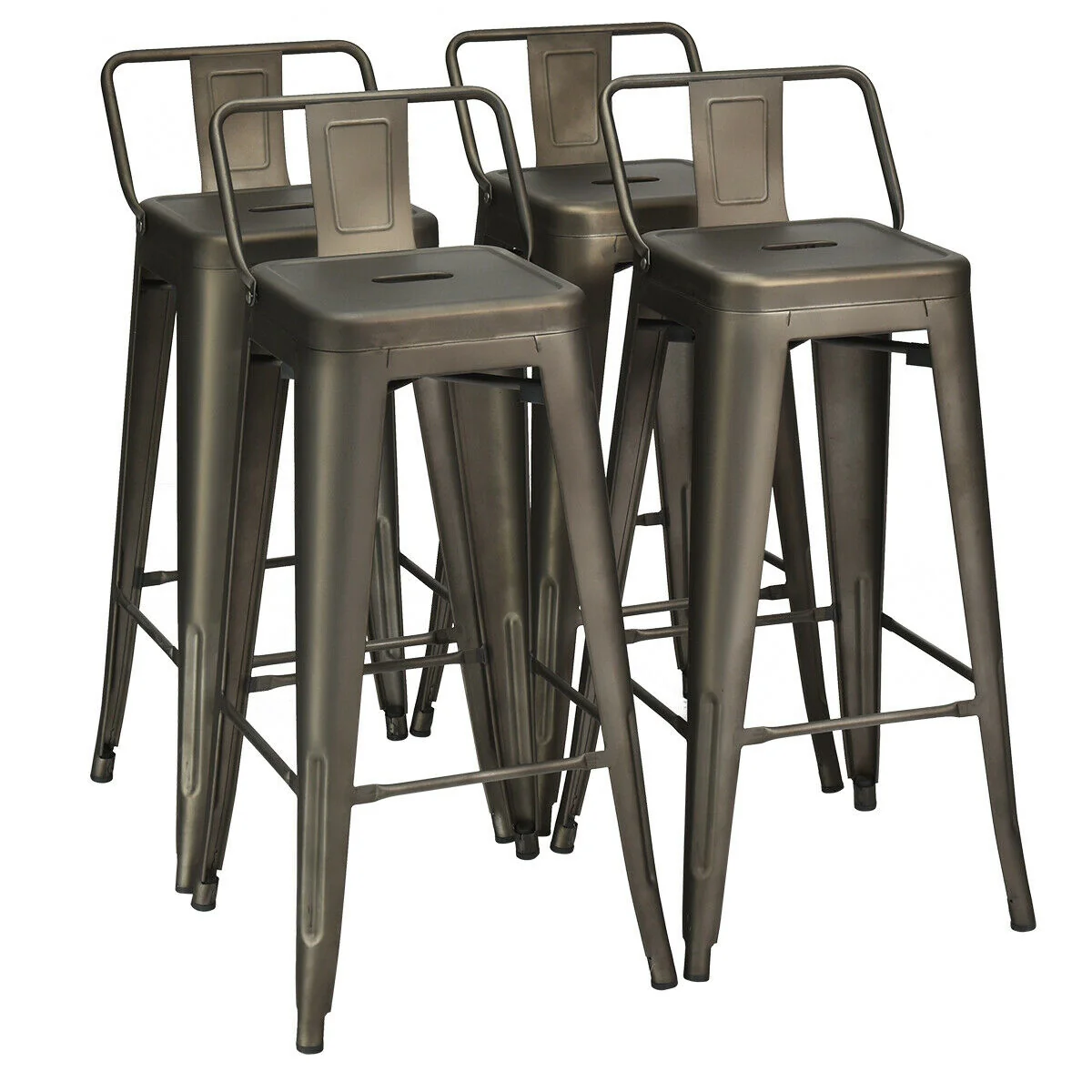 30 Inch Metal Counter Height Barstools, Set of 4, Dark Brown - Image 4