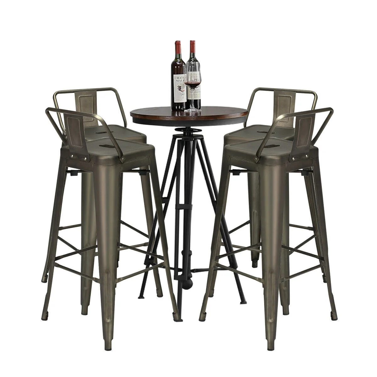30 Inch Metal Counter Height Barstools, Set of 4, Dark Brown - Image 8