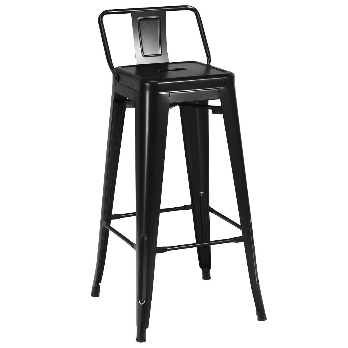 30 Inch Metal Counter Height Barstools, Set of 4, Low Back, Rubber Feet, Black - Image 9