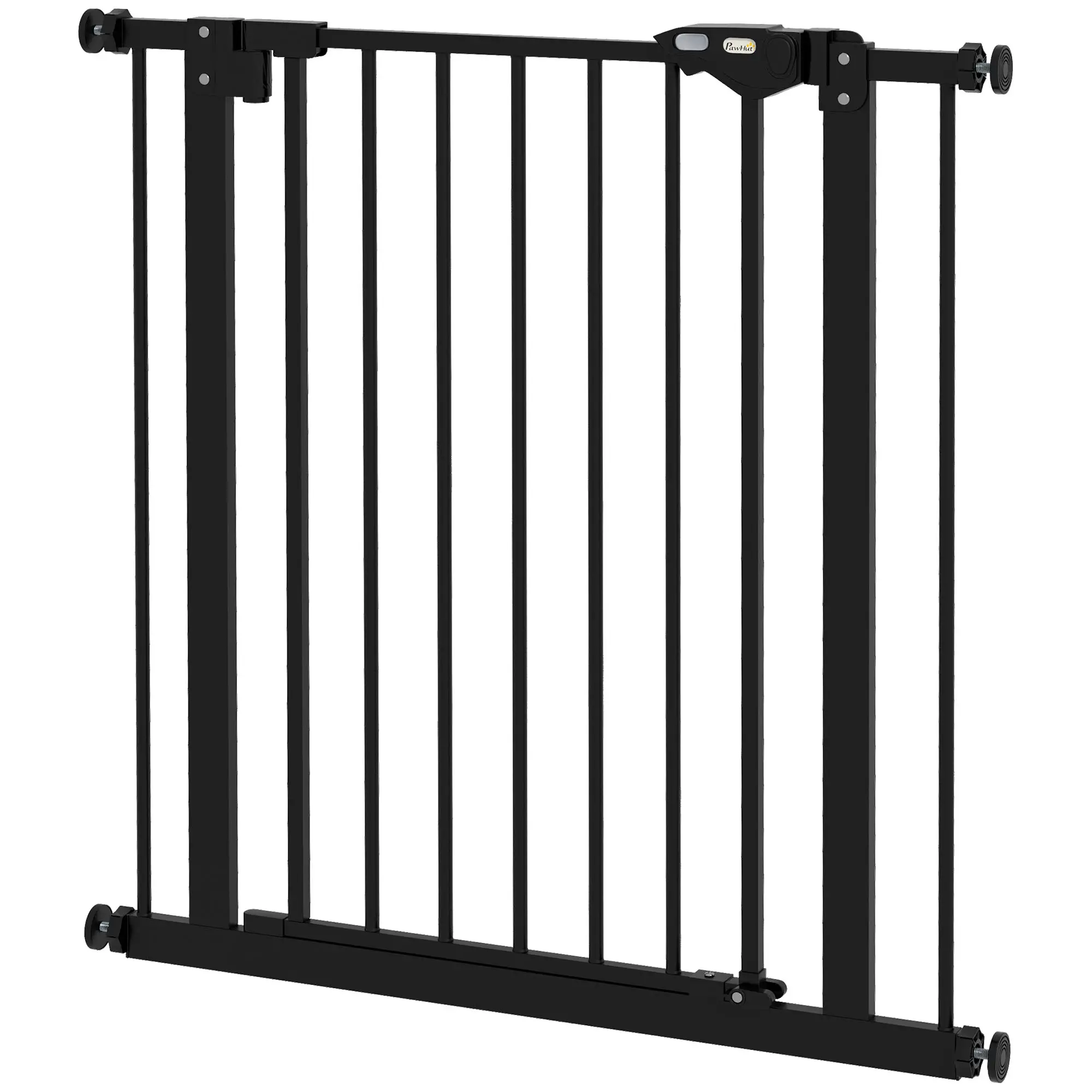 30 Inch Tall Pet Gate With Door, Pressure-Mounted, Black