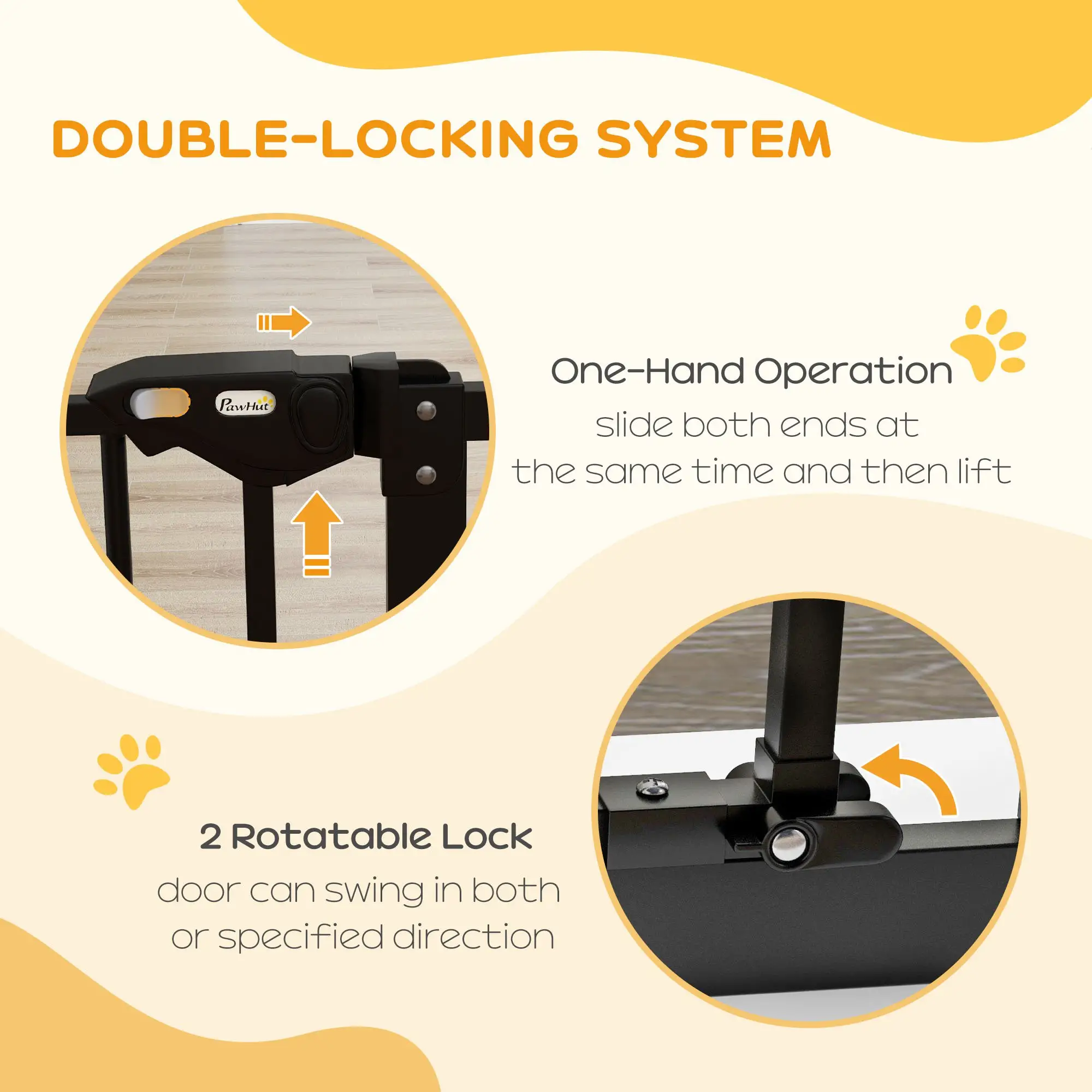 30 Inch Tall Pet Gate With Door, Pressure-Mounted, Black - Image 4