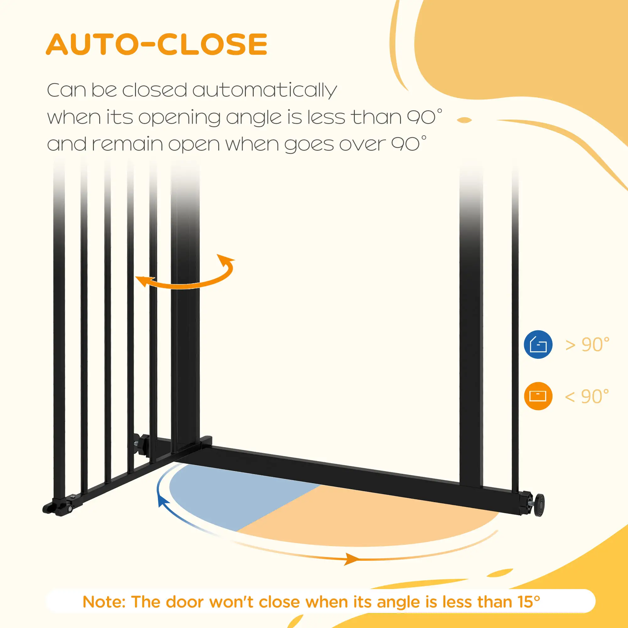 30 Inch Tall Pet Gate With Door, Pressure-Mounted, Black - Image 5