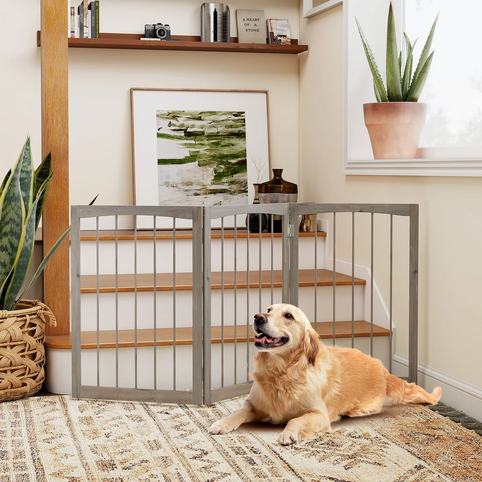 30 Inch Tall Wooden Pet Fence, For Cats And Dogs, Gray - Image 3