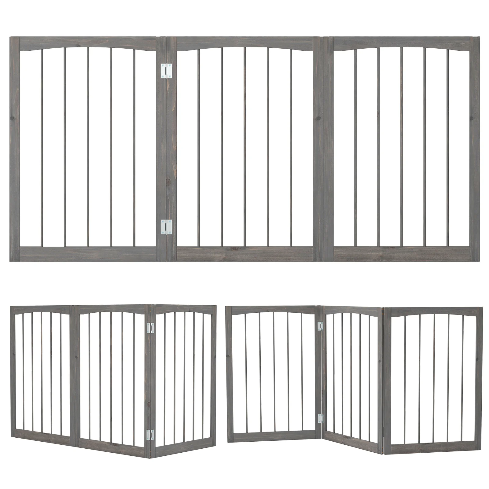 30 Inch Tall Wooden Pet Fence, For Cats And Dogs, Gray - Image 5