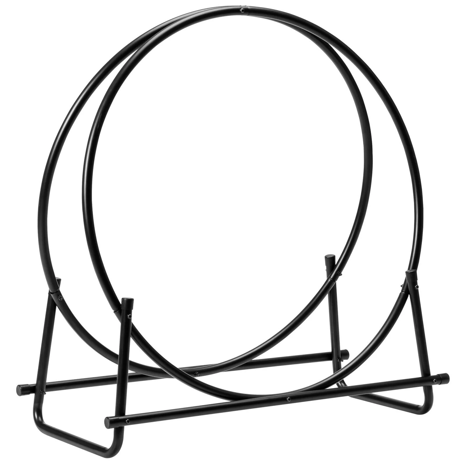 30-Inch Tubular Steel Log Hoop Firewood Storage Rack, Black