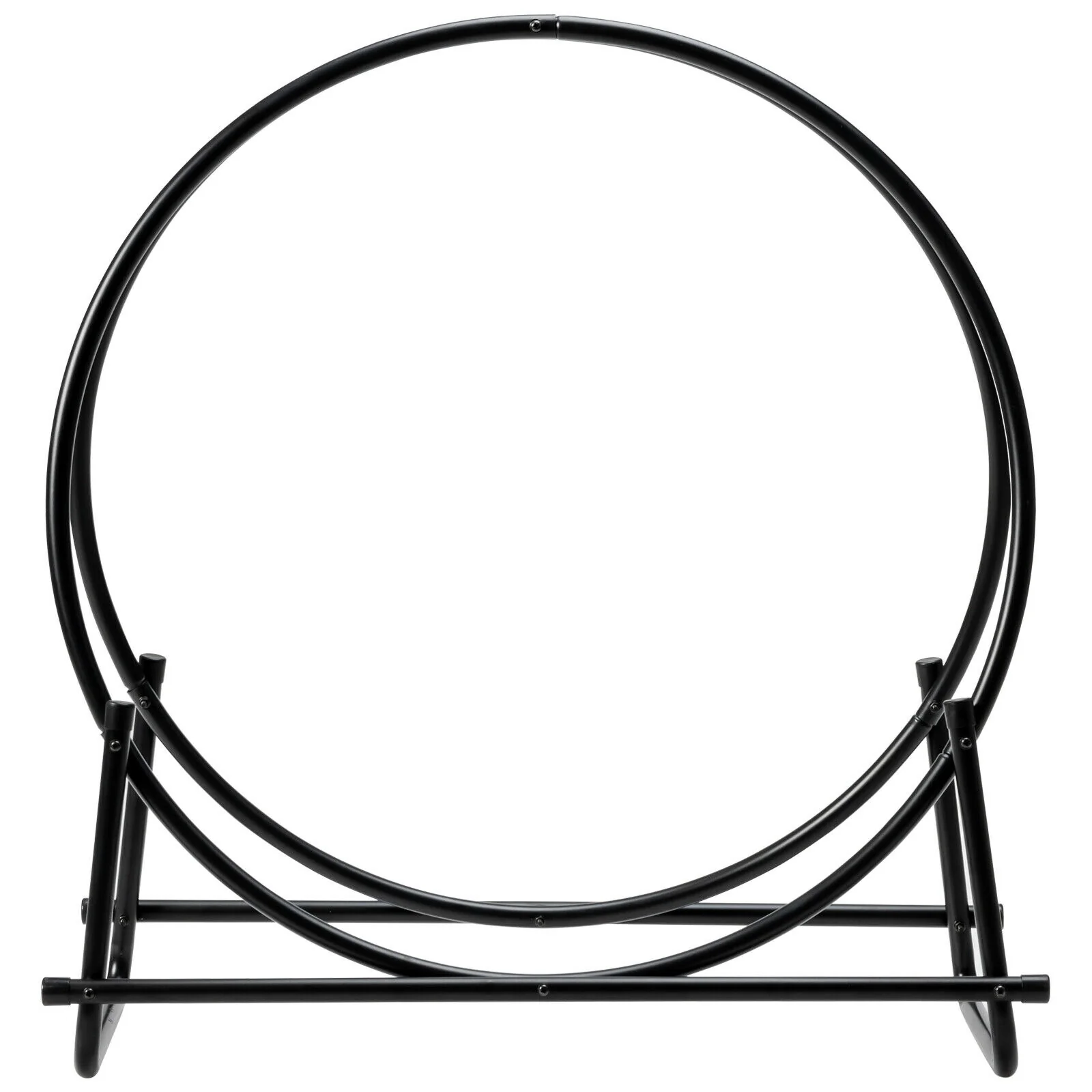 30-Inch Tubular Steel Log Hoop Firewood Storage Rack, Black - Image 7