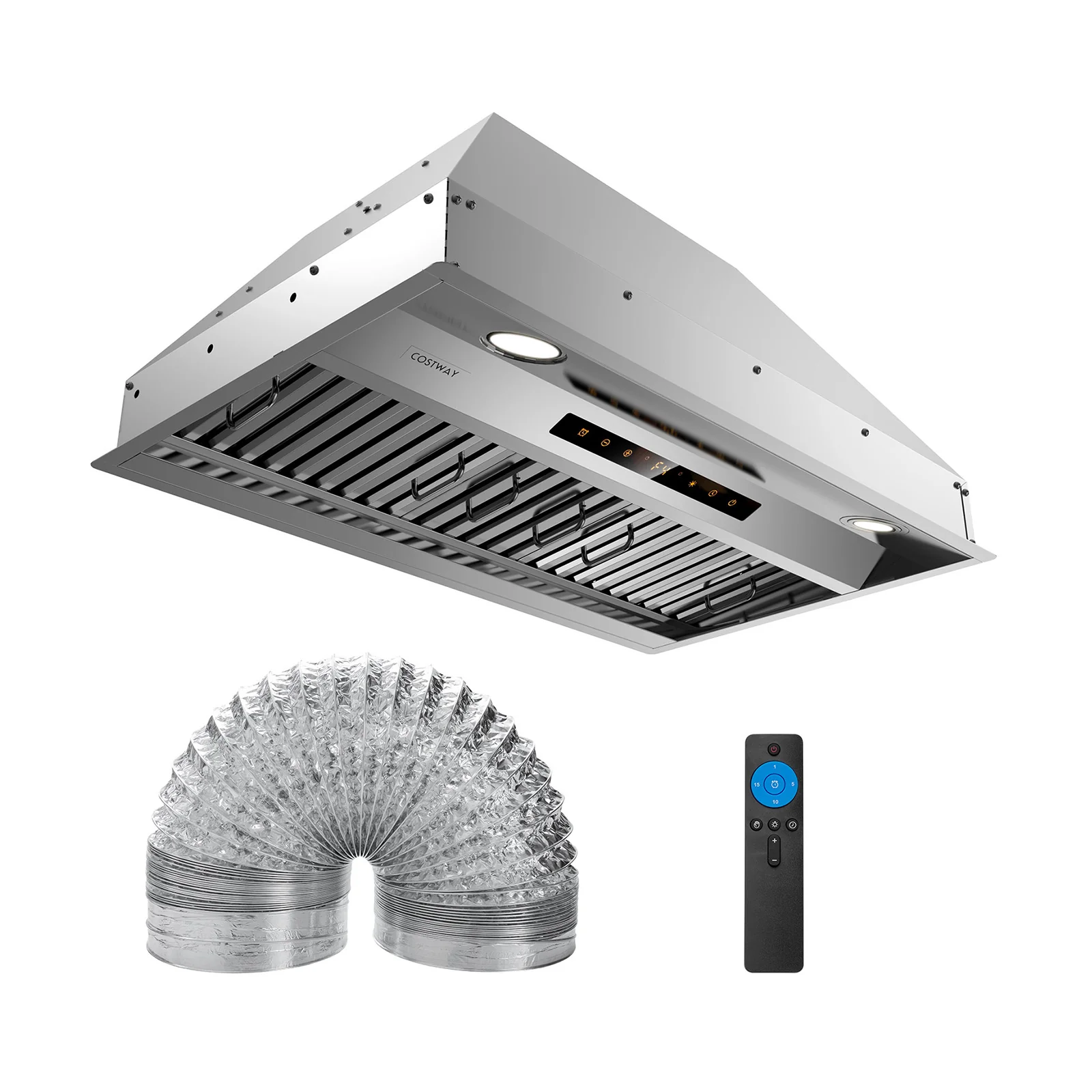 30 Inch Under Cabinet Range Hood with 4 Fan Speeds and Baffles Filters, Silver - Image 3