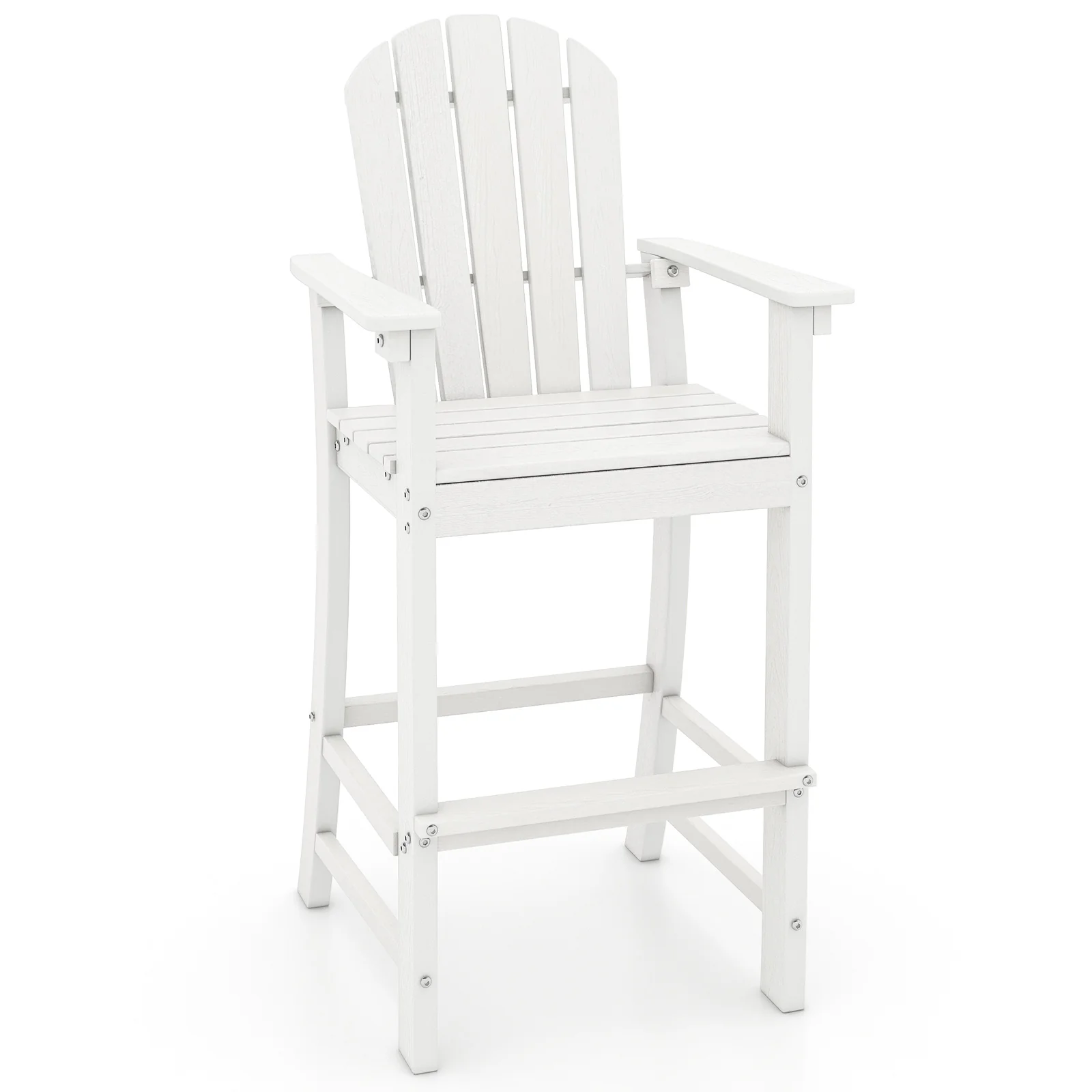 30 Inches Counter Height Outdoor Bar Stool With Armrests, Footrest, White - Image 4