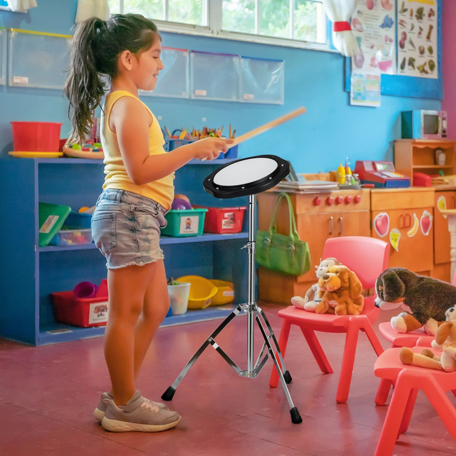 30 Notes Percussion With Practice Pad, Mallets, Sticks, Stand, Black - Image 3