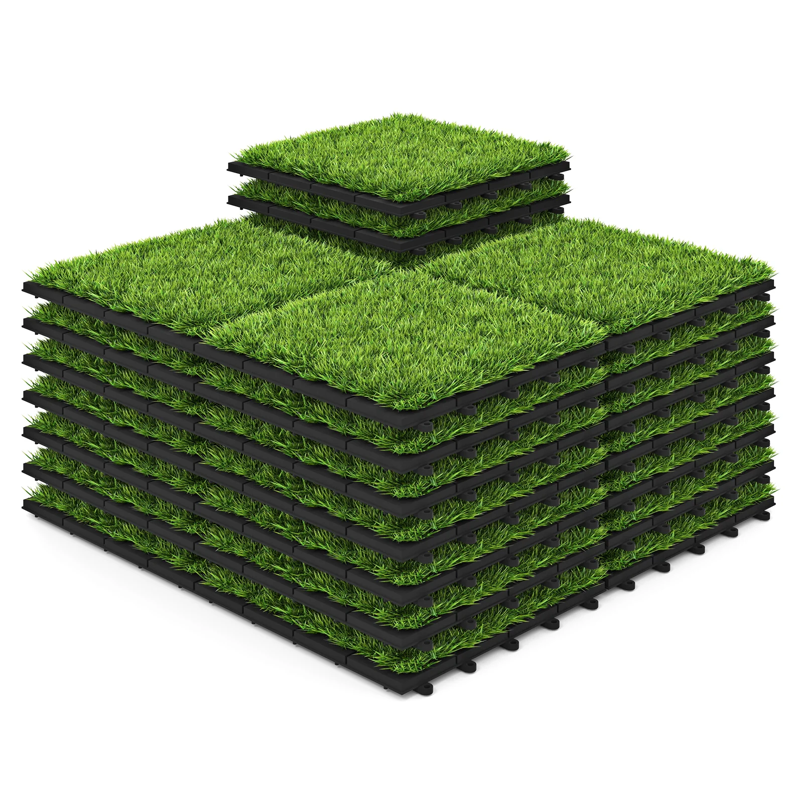 30 PCS Interlocking Artificial Grass Tiles, Green - Image 4