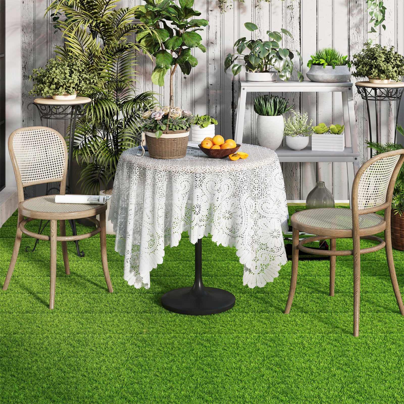 30 PCS Interlocking Artificial Grass Tiles, Green - Image 6