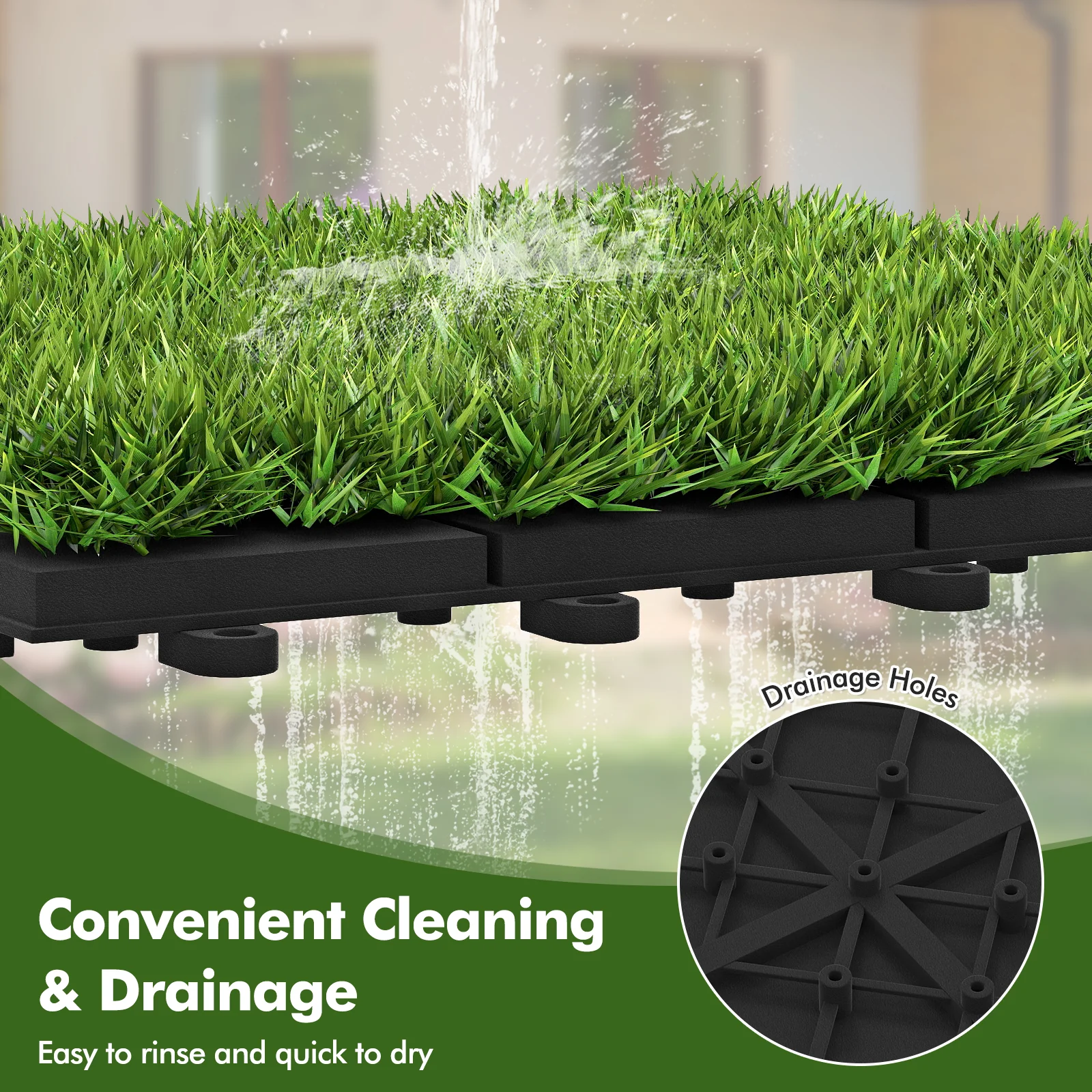 30 PCS Interlocking Artificial Grass Tiles, Green - Image 8