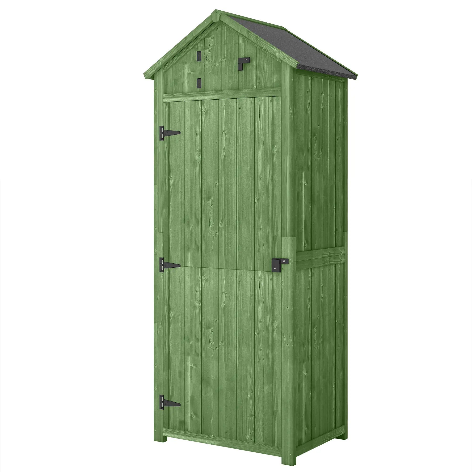 30" x 21" x 71" Garden Storage Shed, Outdoor Tool House, 3 Tier Shelves, Green