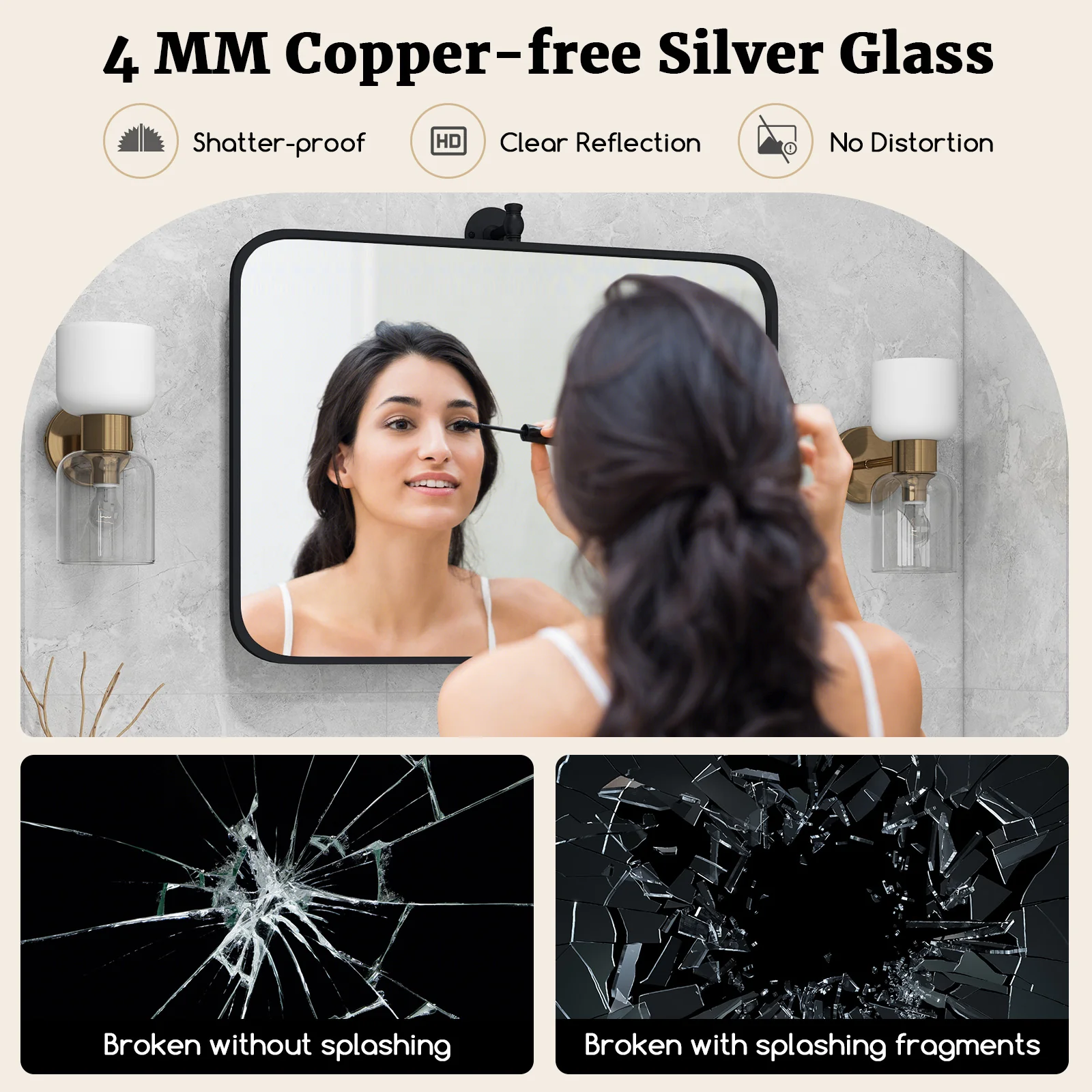 30 x 22 Inch Metal Framed Pivot Wall Mirror, Black - Image 9