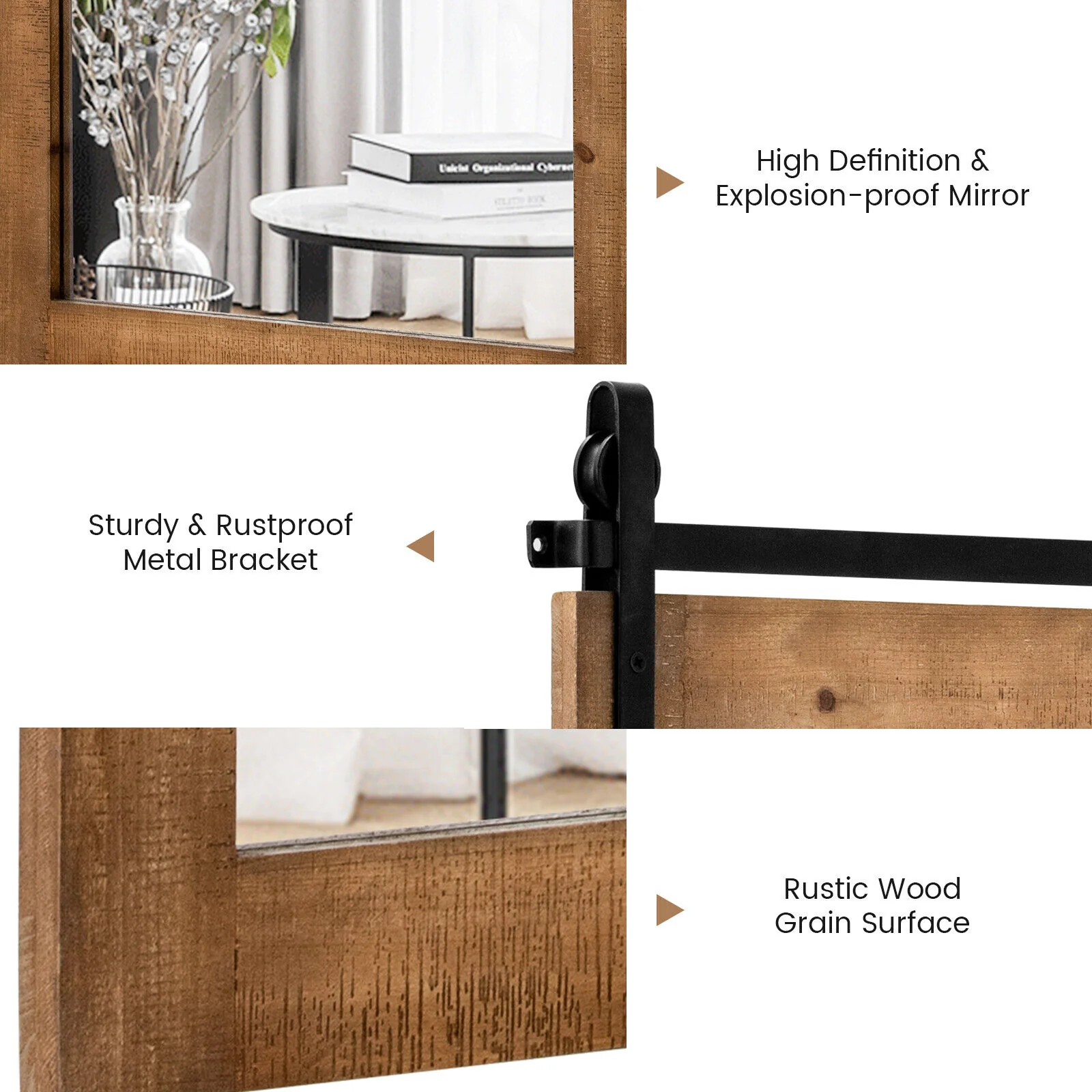 30 x 22 Inch Wall Mirror, Wood Frame, Brown - Image 10