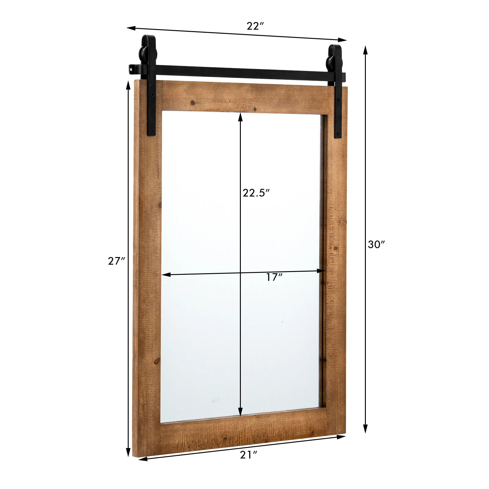 30 x 22 Inch Wall Mirror, Wood Frame, Brown - Image 5